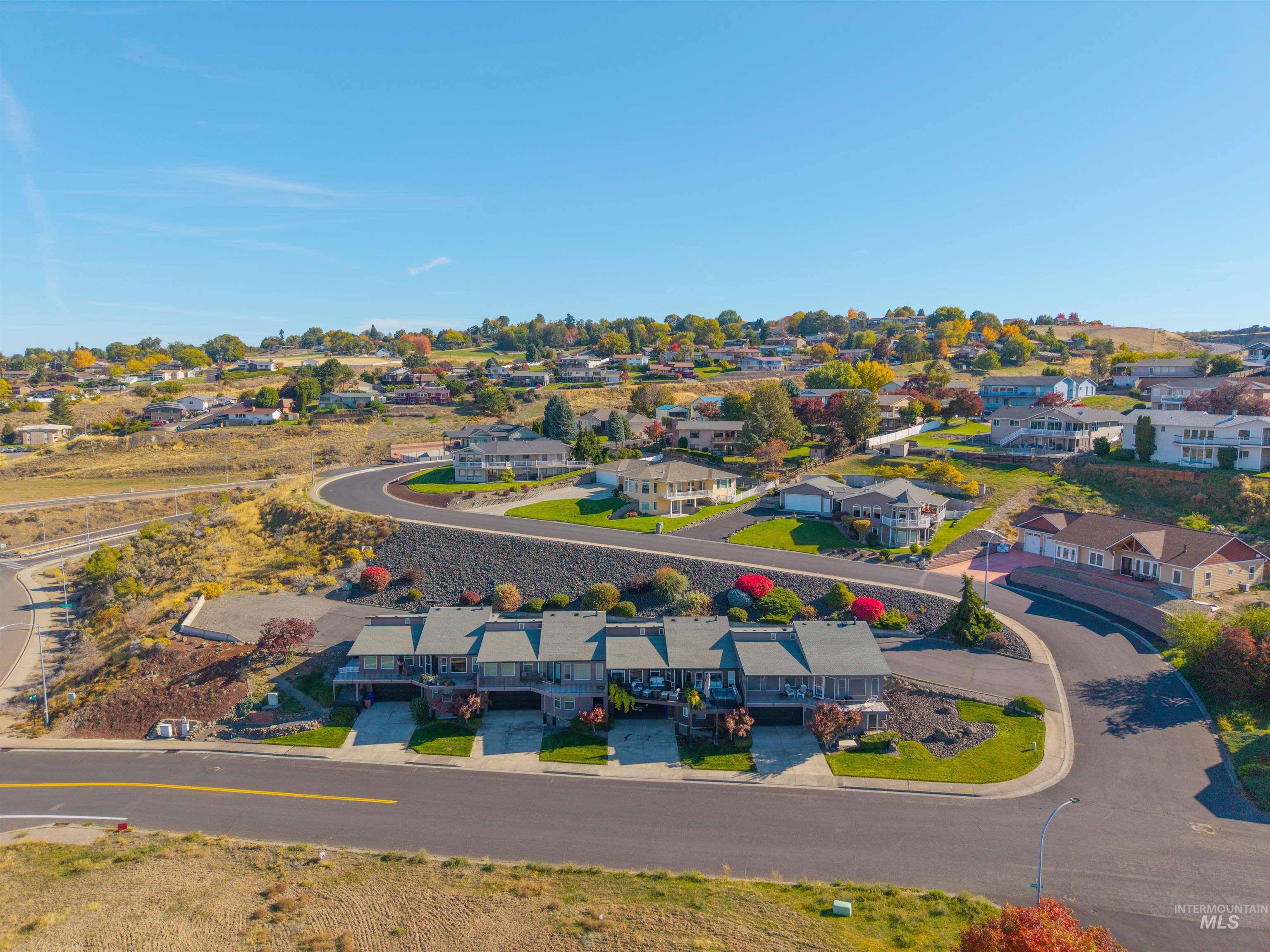 Aerial perspective of suburban area