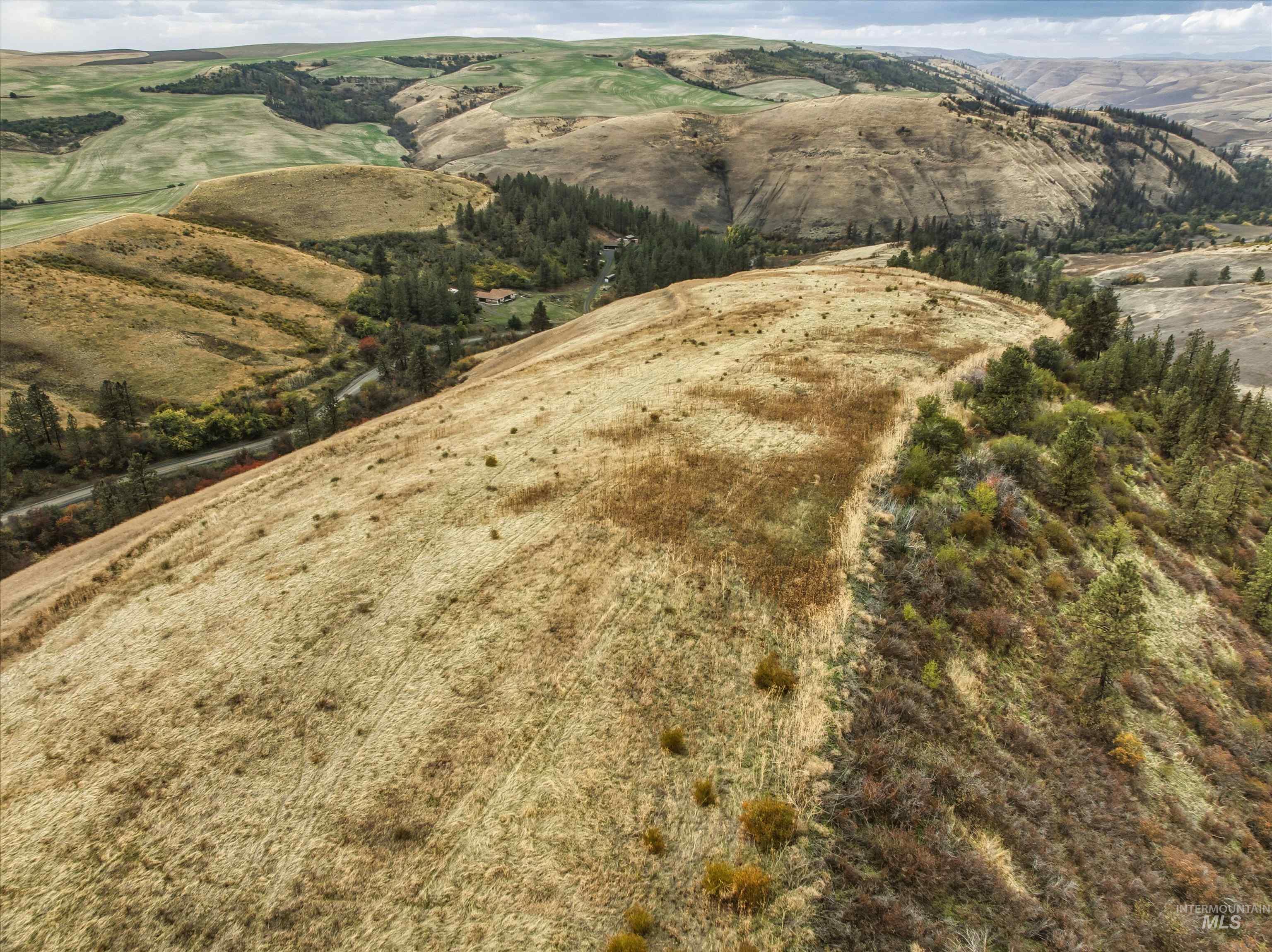 Aerial view of property's location with mountains