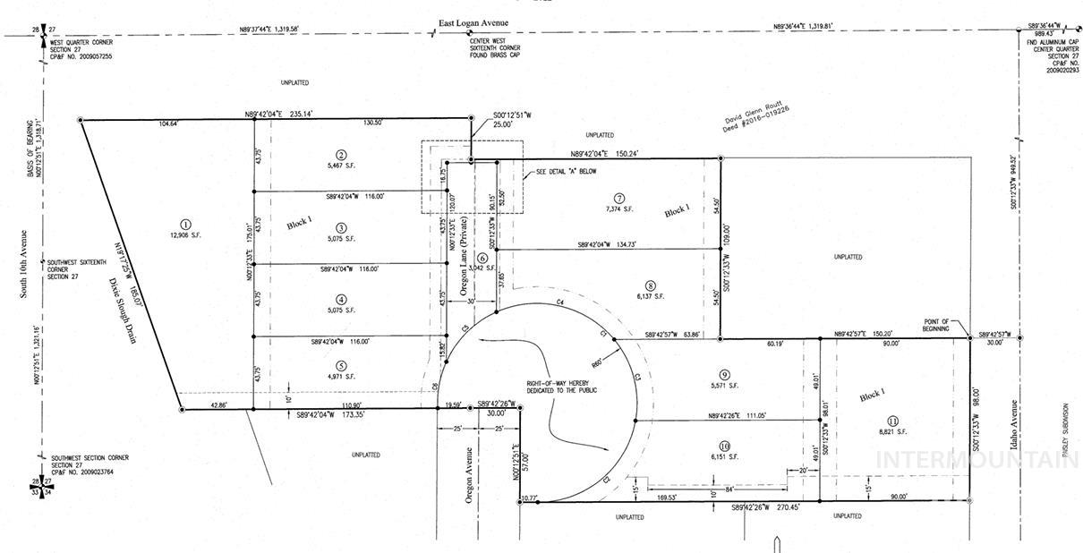 Map showing property parcels