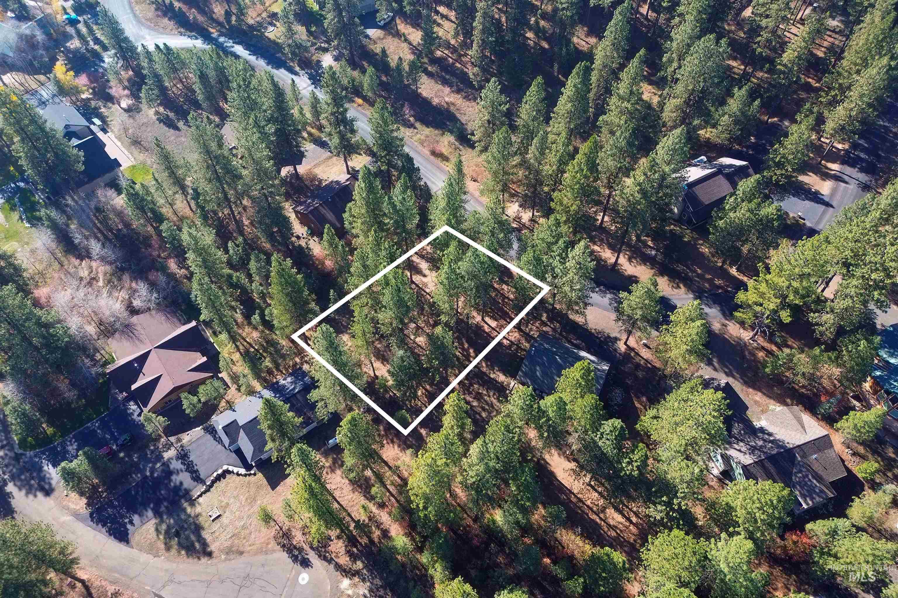 Aerial view of property's location with property parcel outlined