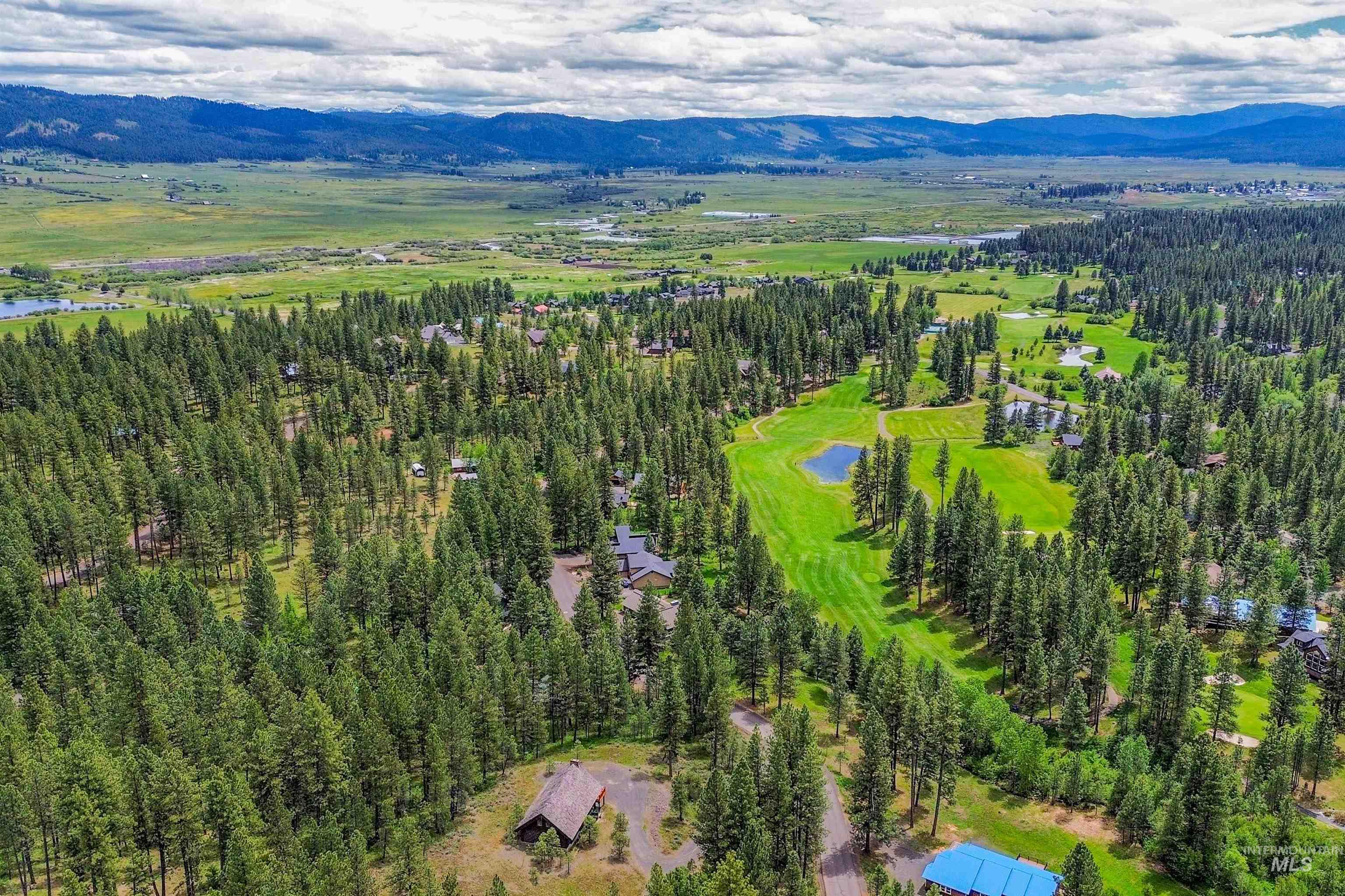 Aerial view of a water and mountain view