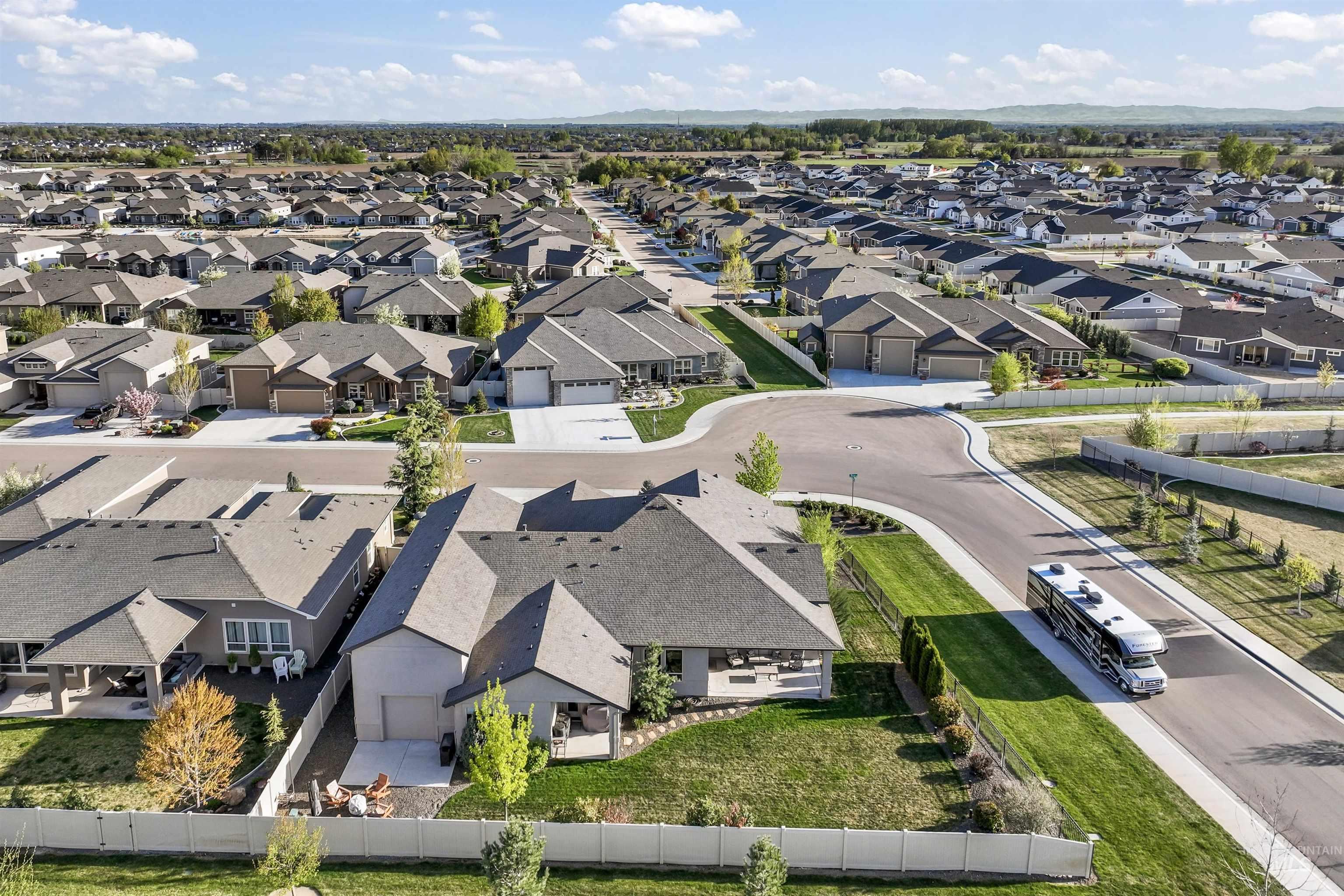 Aerial view of residential area