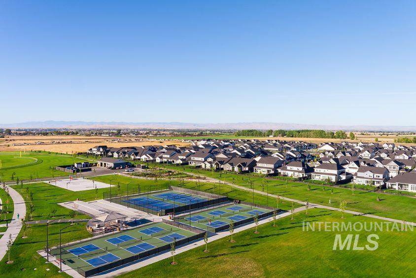 Aerial perspective of suburban area