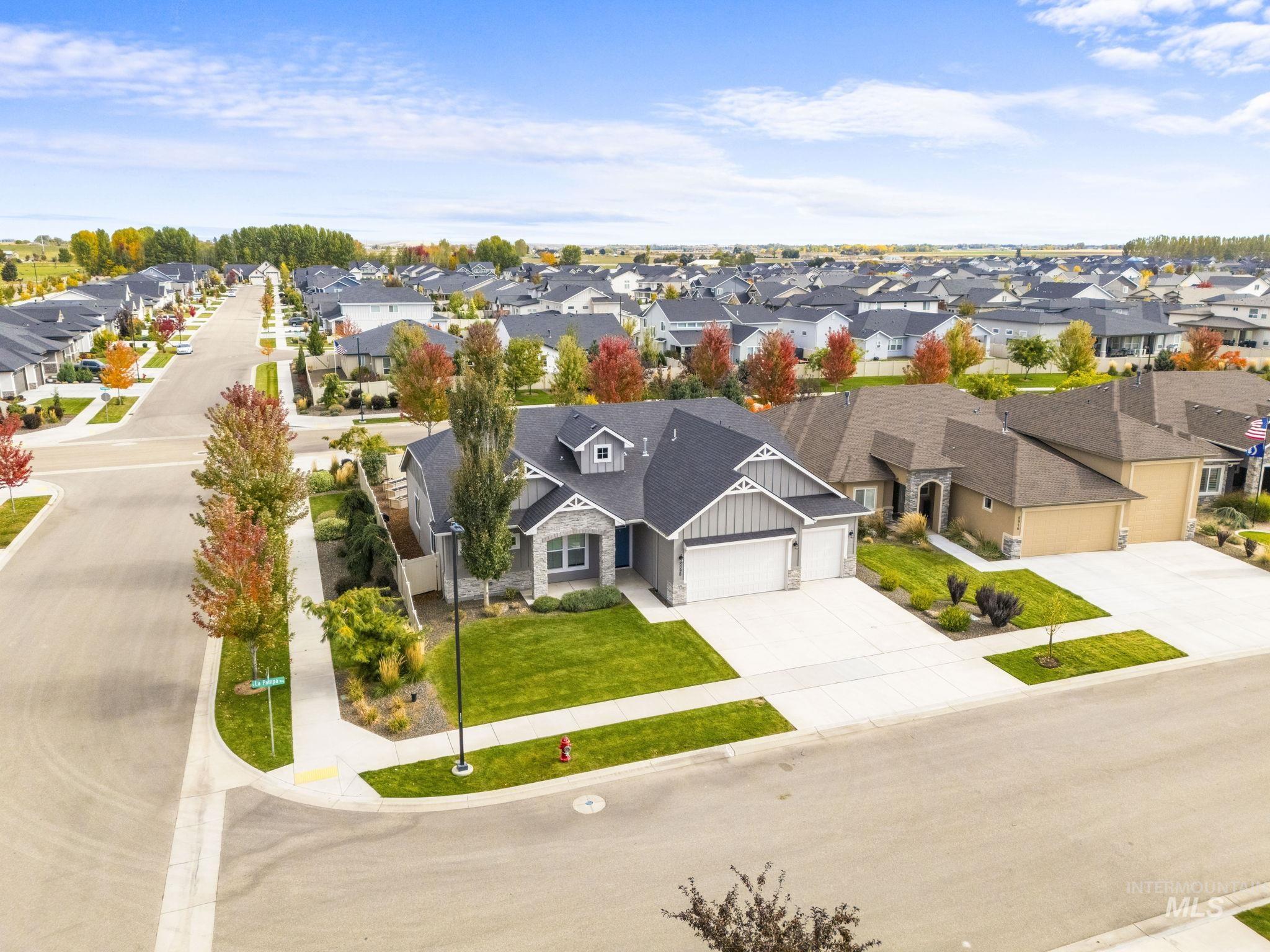 Aerial perspective of suburban area