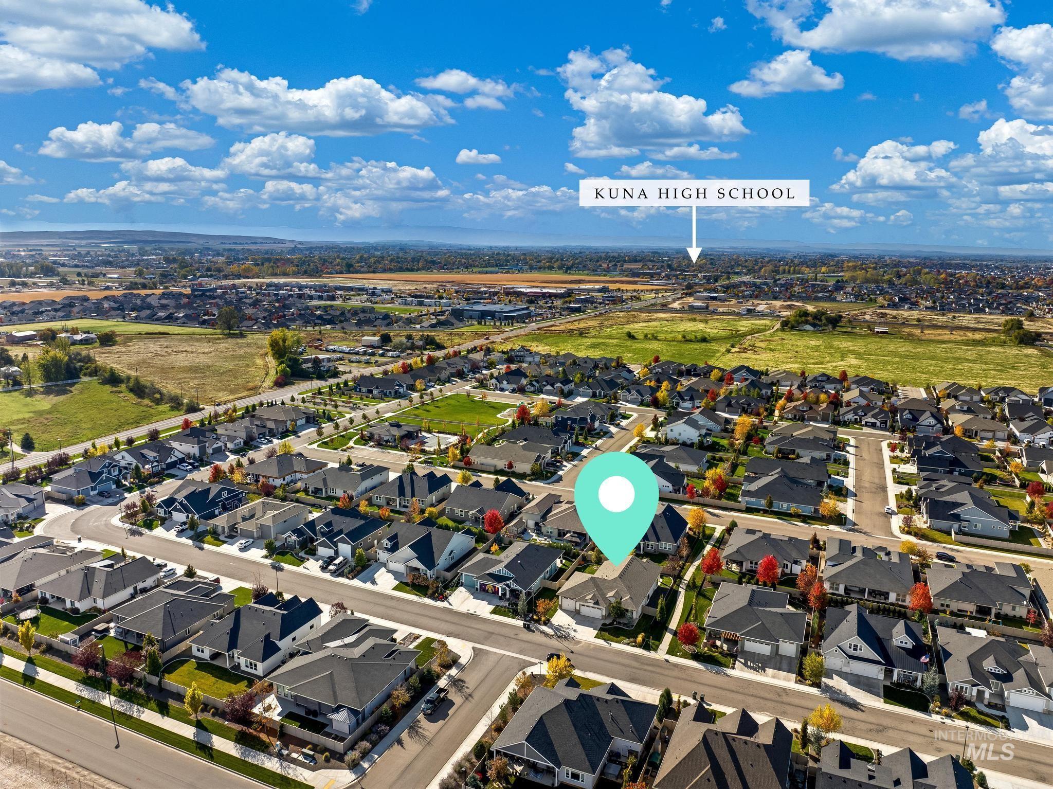 Aerial perspective of suburban area