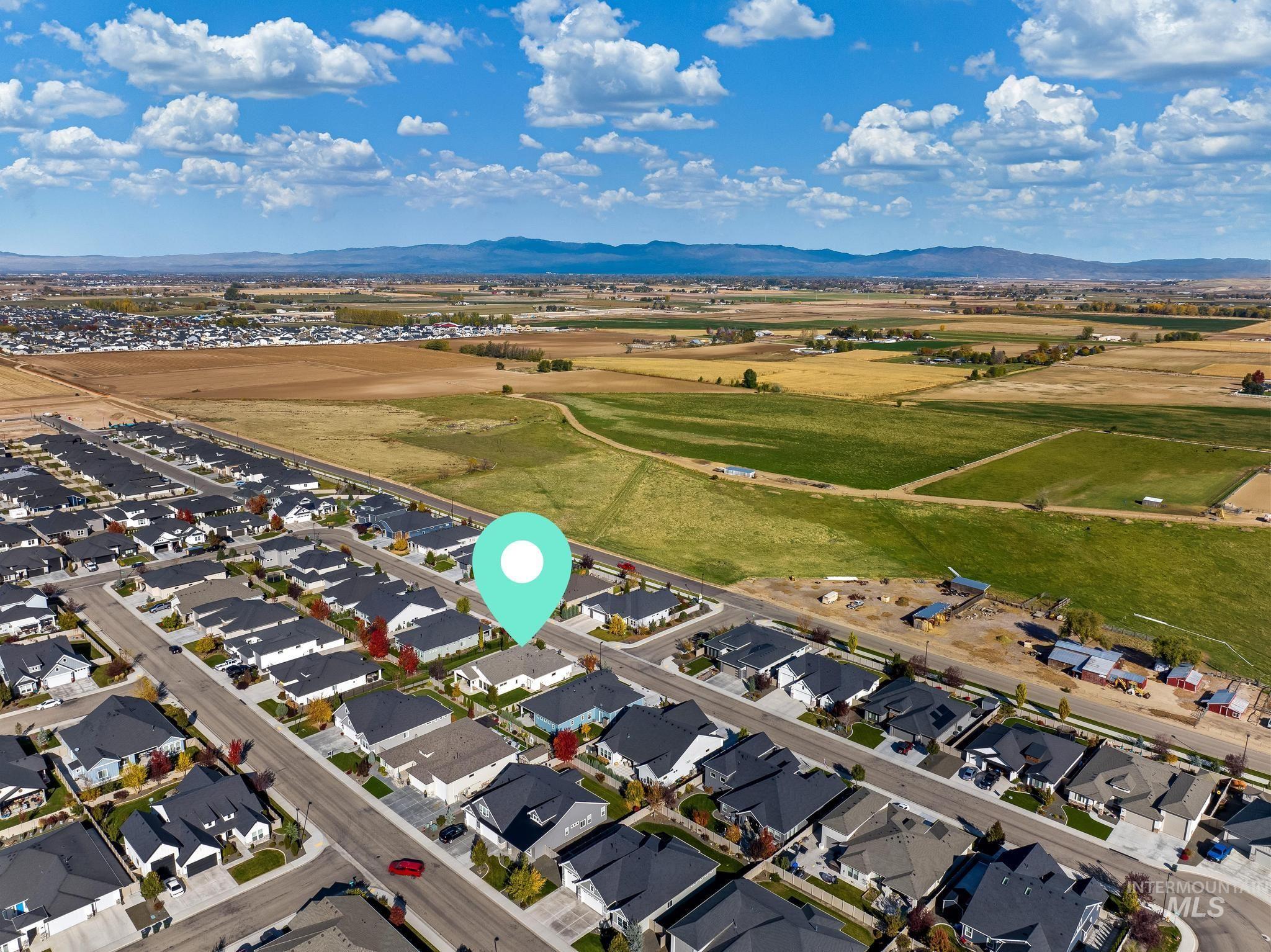 Drone / aerial view of a mountainous background