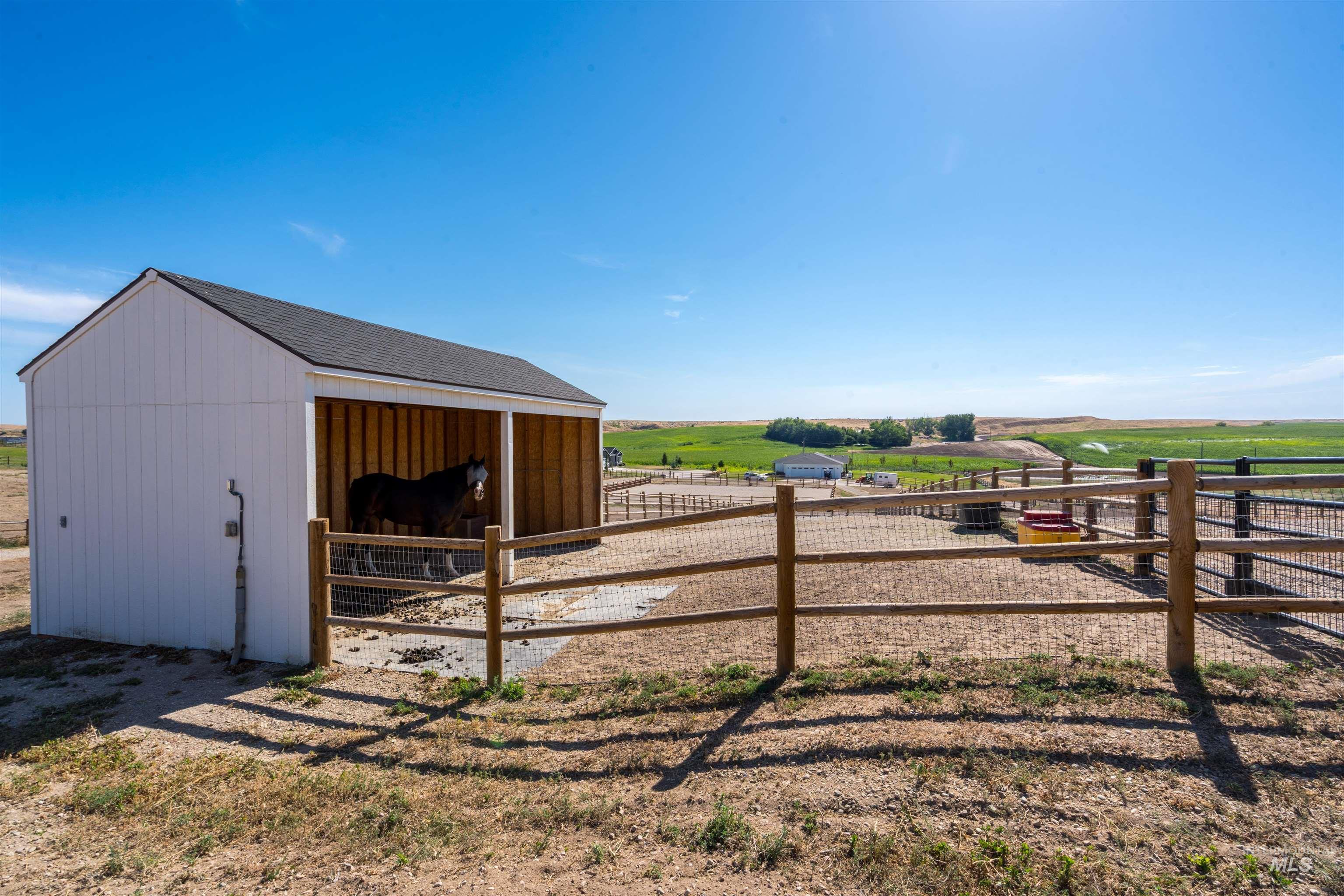 Stable featuring a view of rural / pastoral area