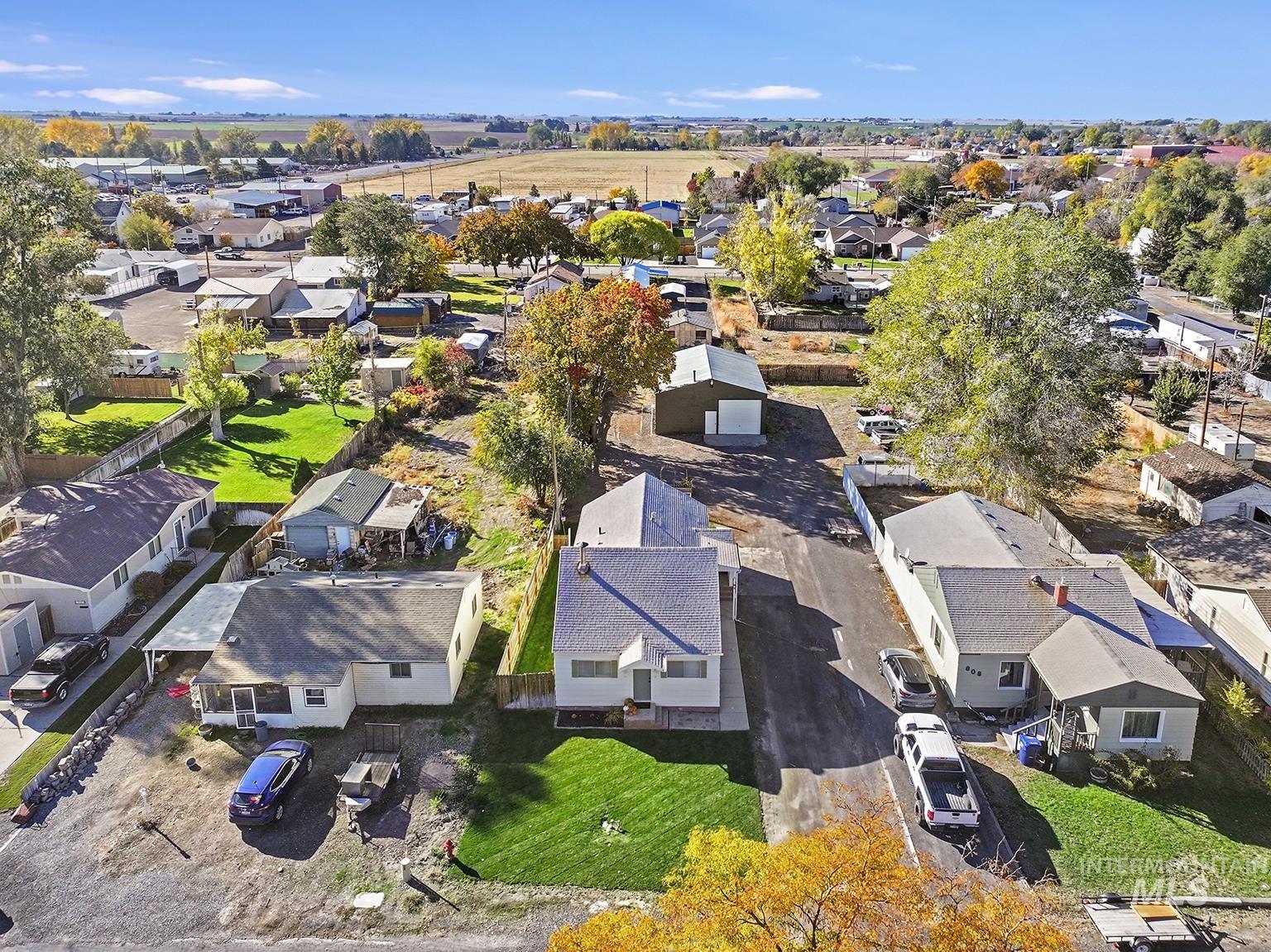 Aerial perspective of suburban area