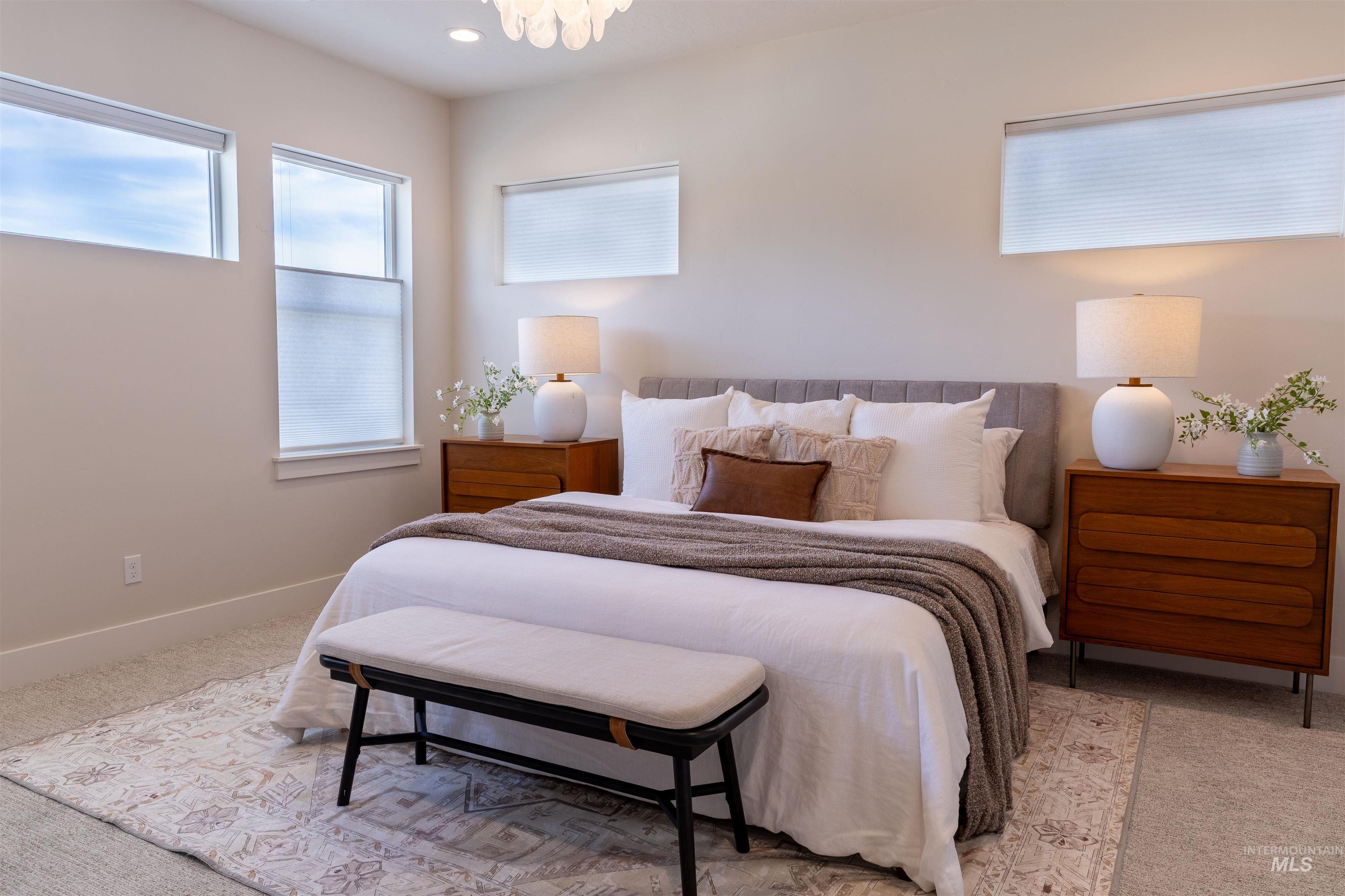 Bedroom featuring carpet and recessed lighting