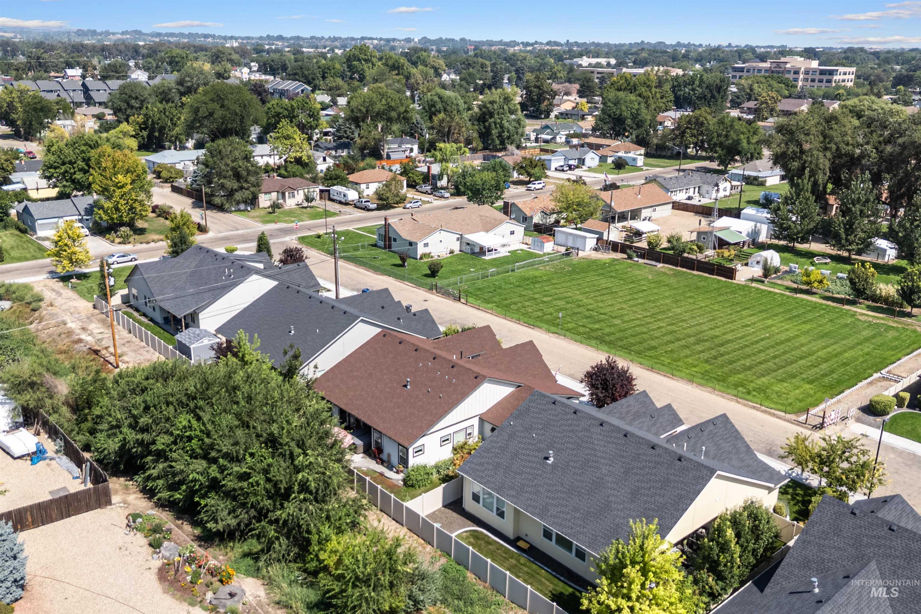 Aerial view of residential area