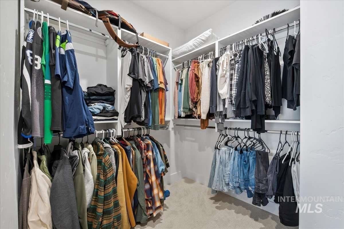 Spacious closet featuring carpet flooring