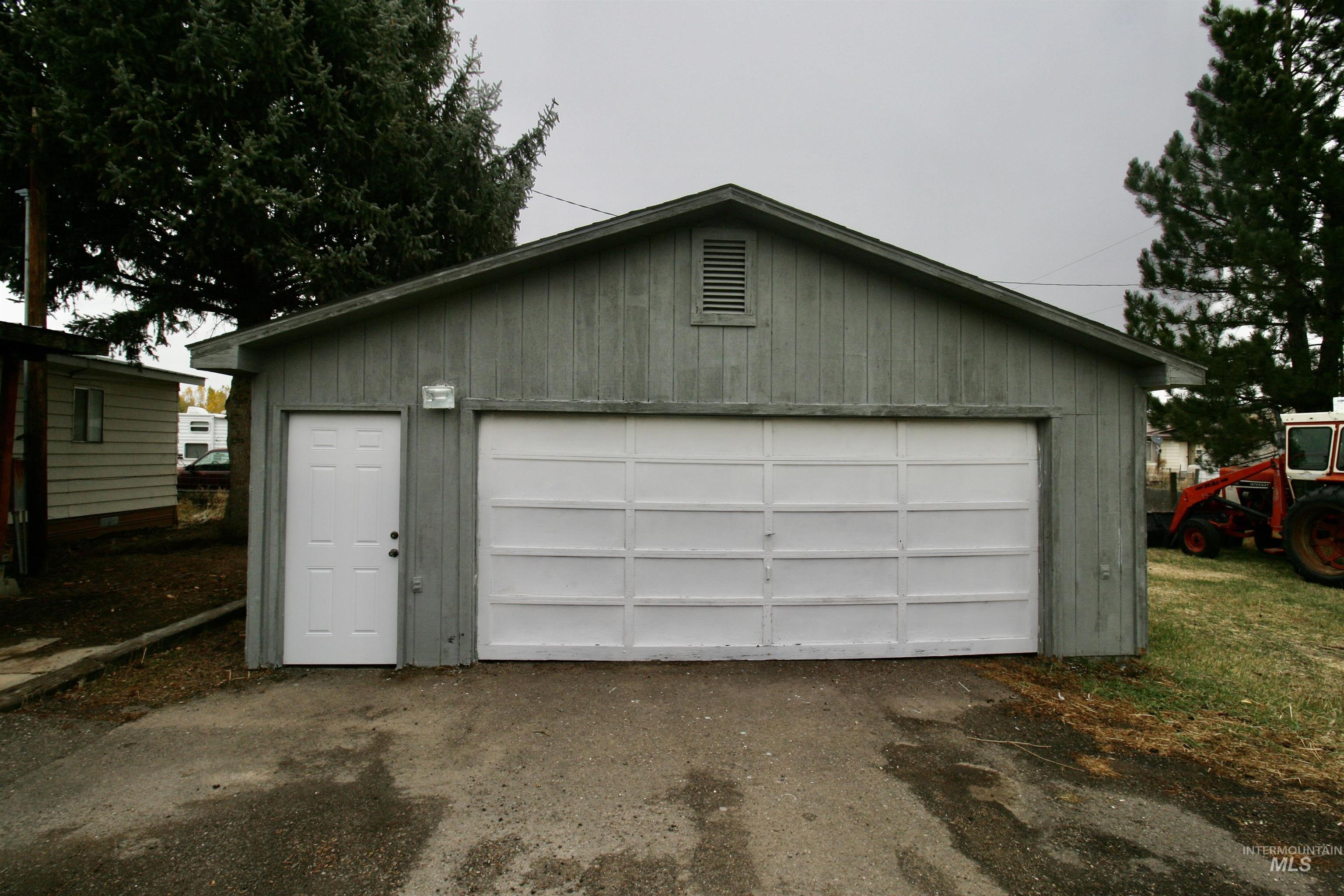 View of detached garage