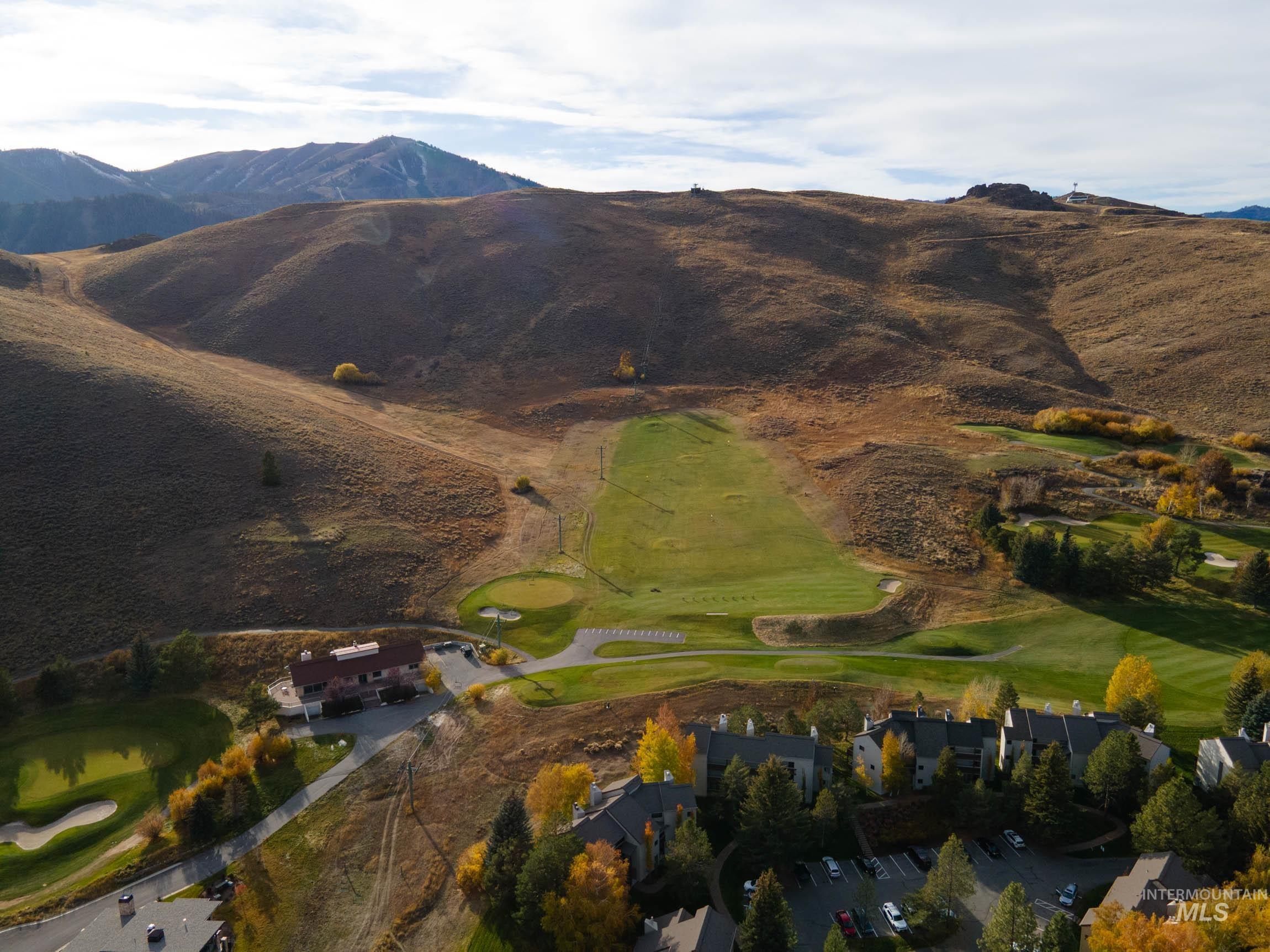 Mountain view with a golf course