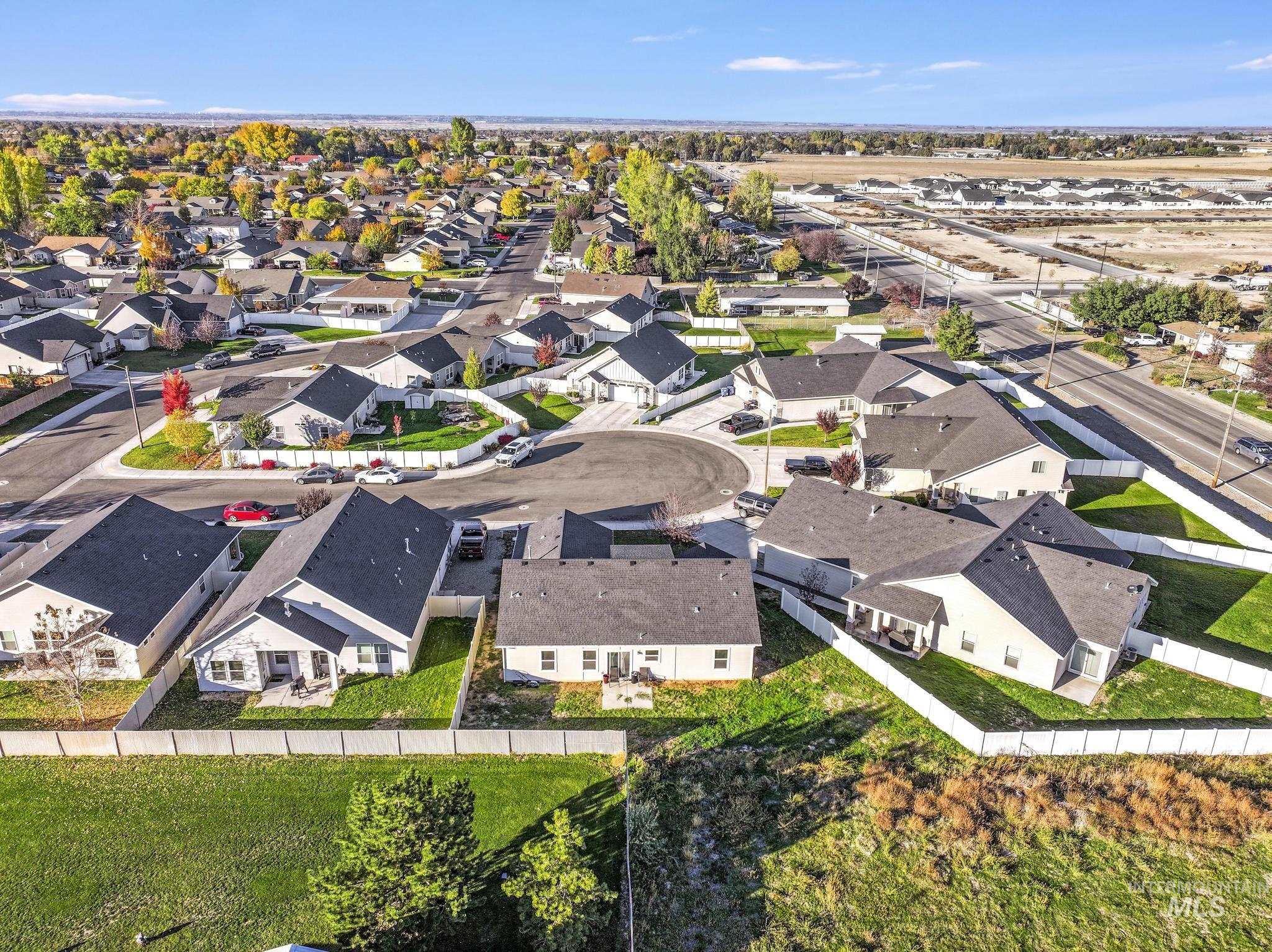 Aerial perspective of suburban area