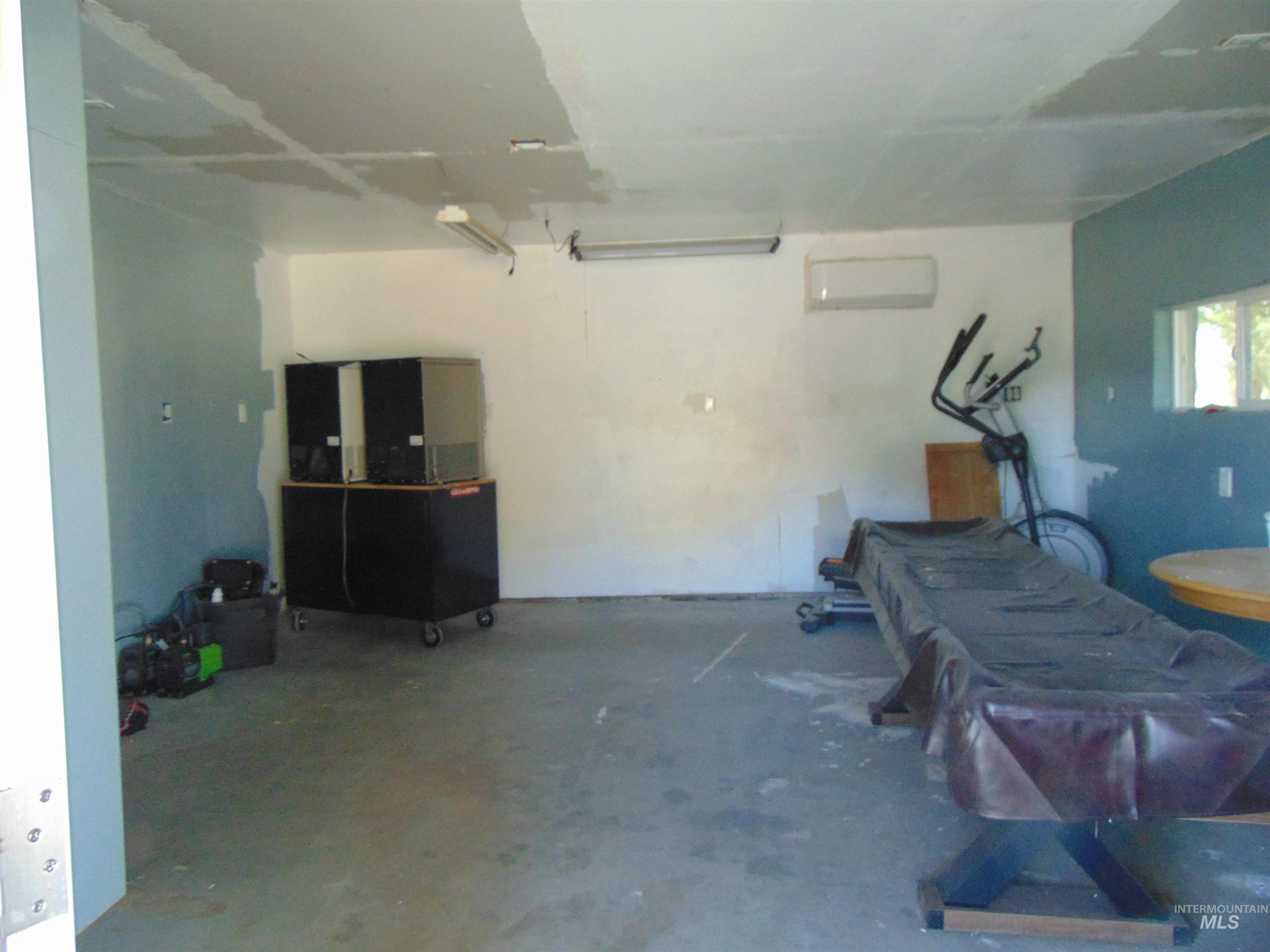 Garage with an AC wall unit