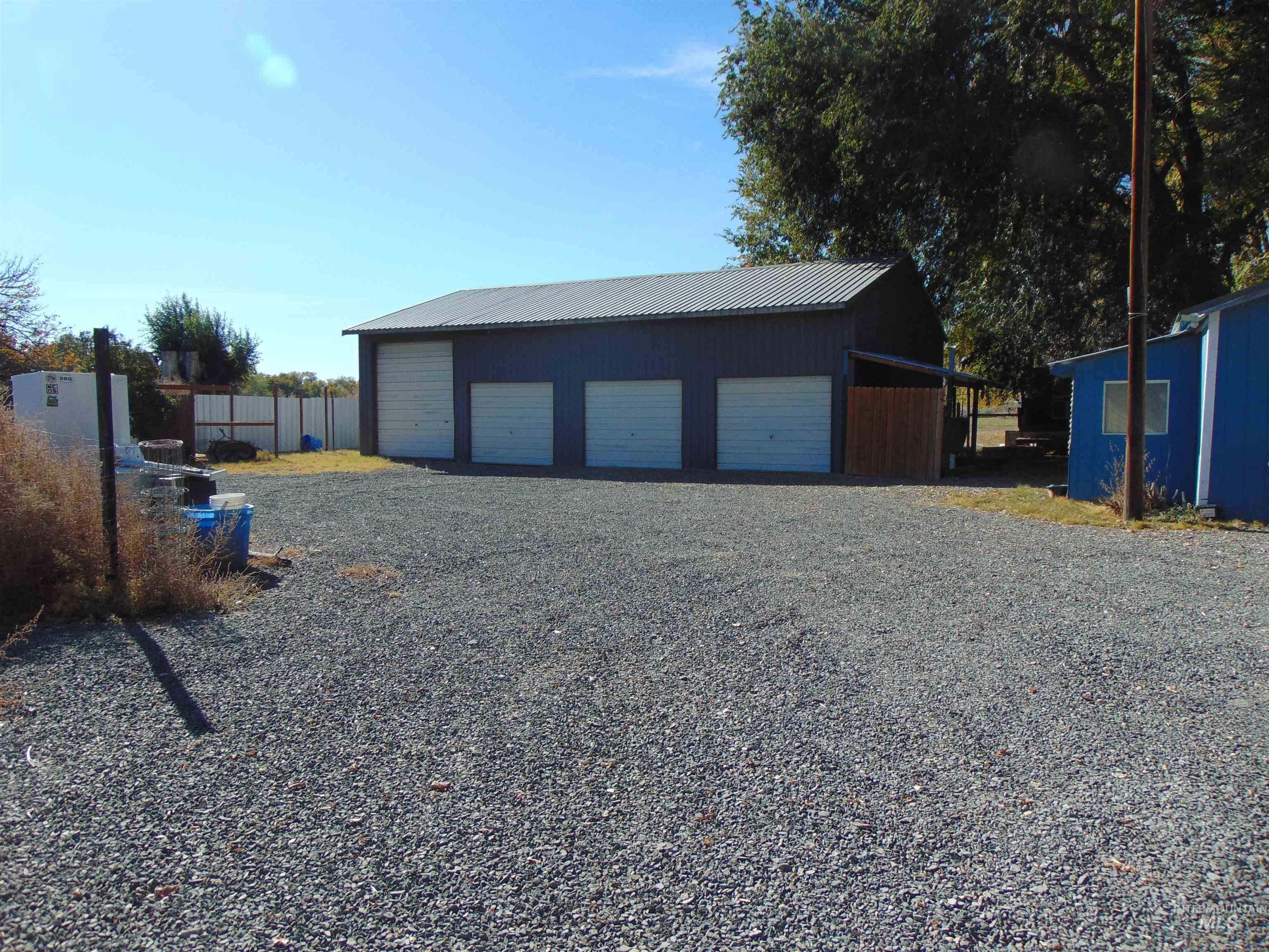 View of detached garage