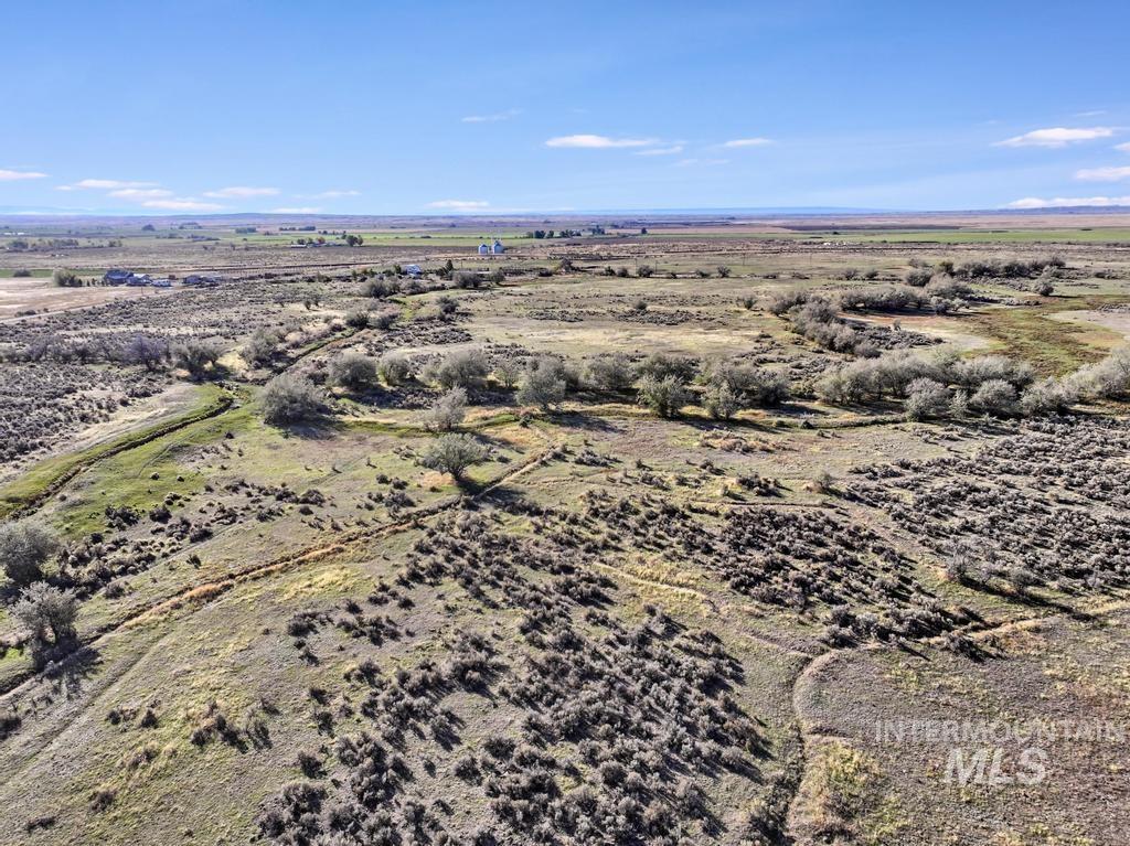 Aerial view of sparsely populated area featuring a desert landscape