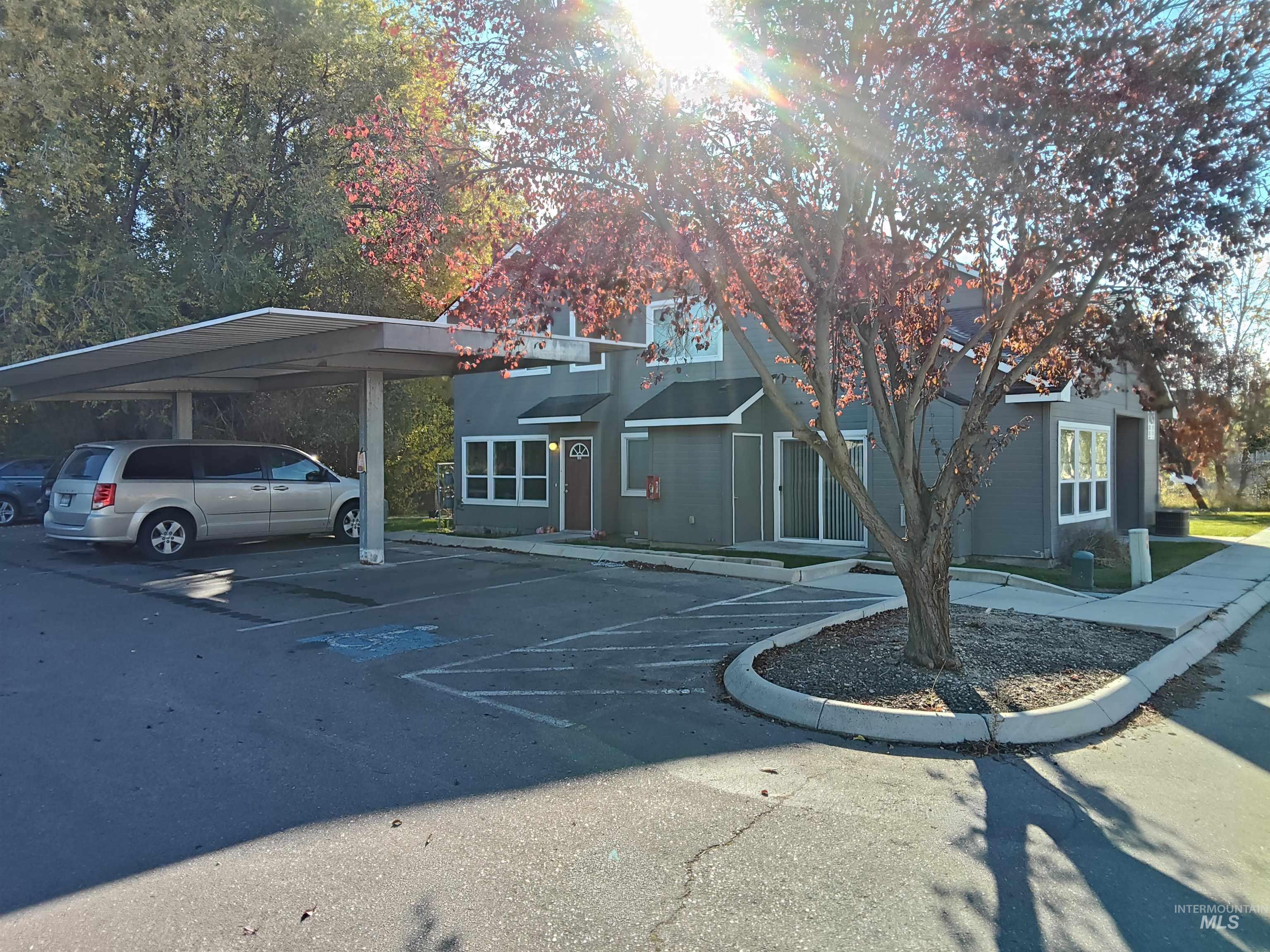 View of covered parking lot