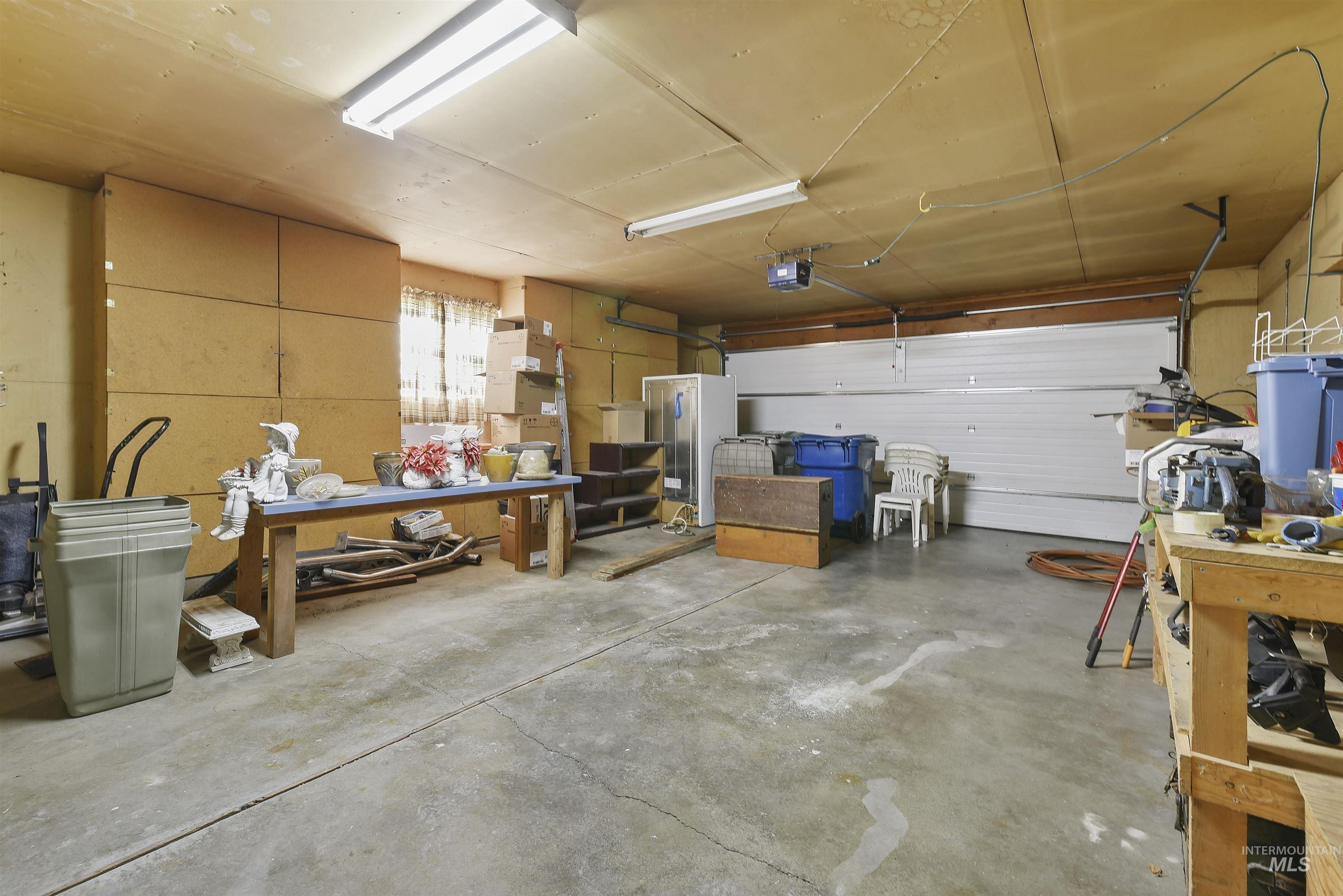 Garage with a workshop area
