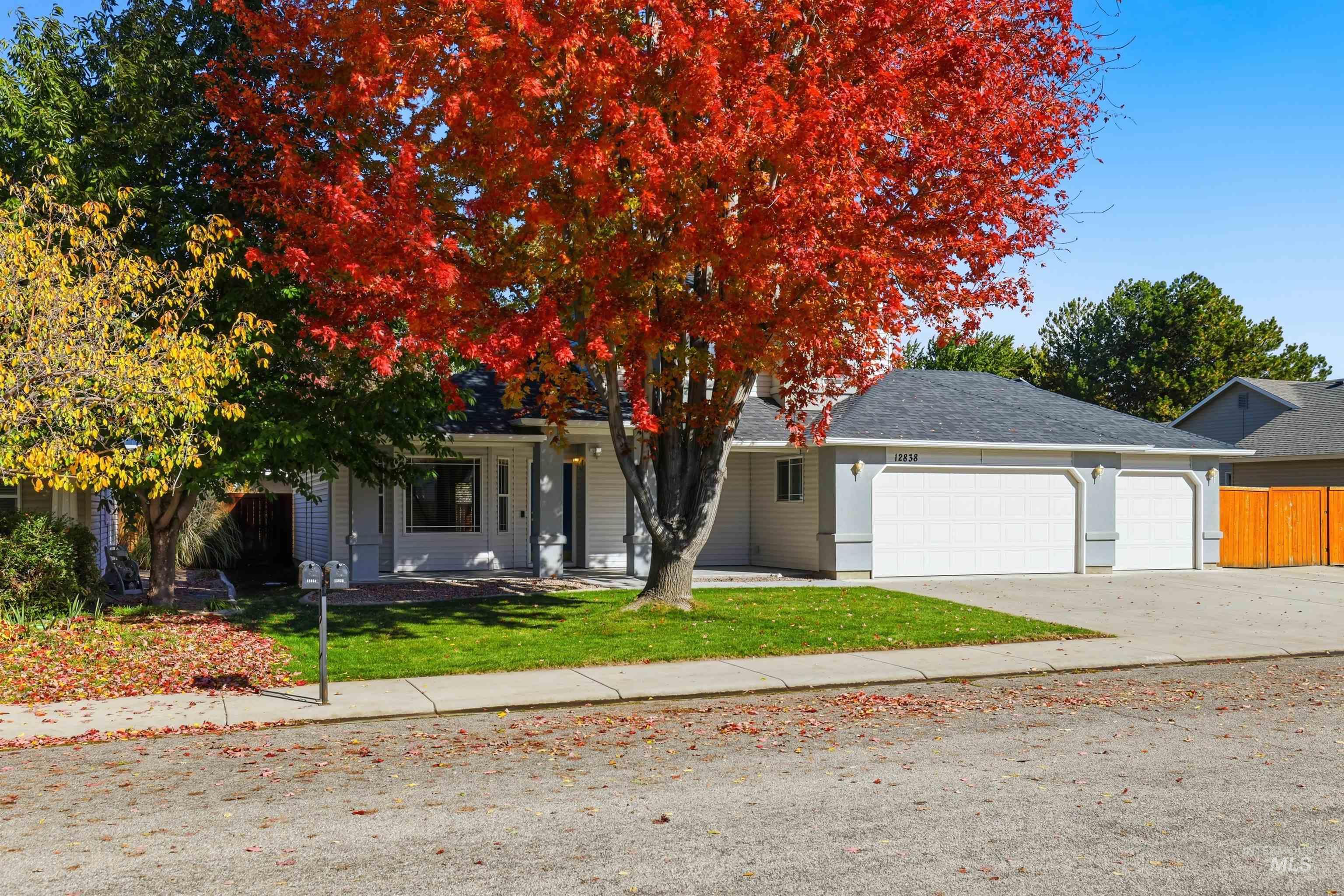 Obstructed view of property with an attached garage and driveway