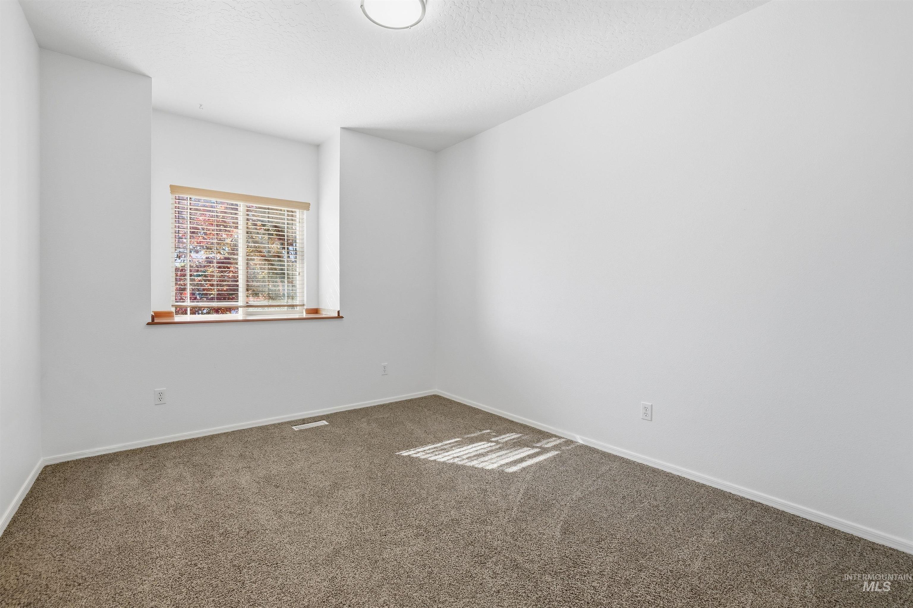 Unfurnished room with carpet and a textured ceiling