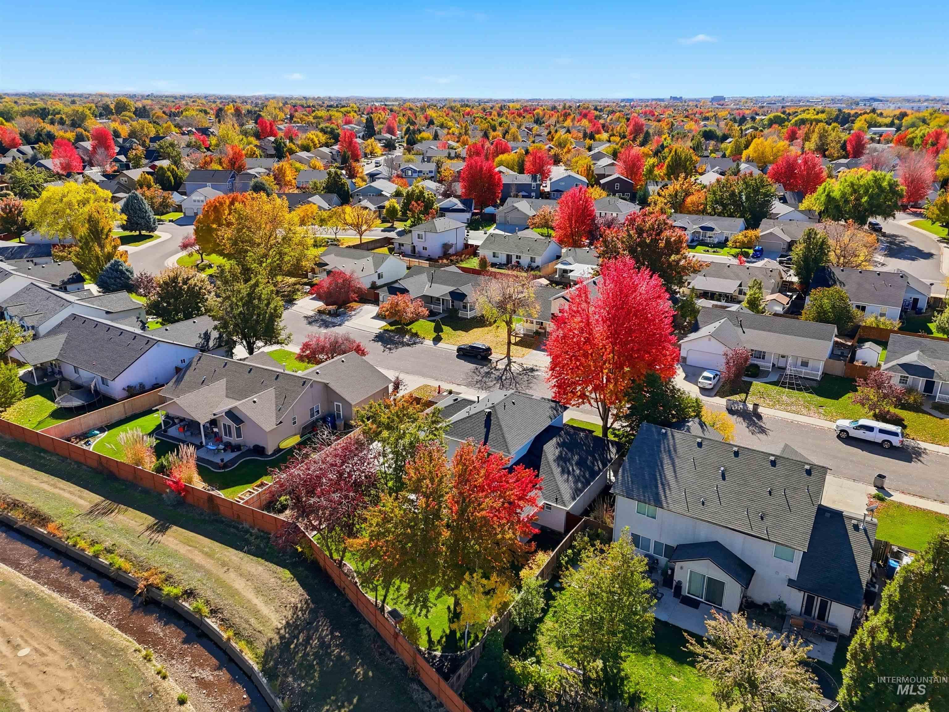 Aerial perspective of suburban area