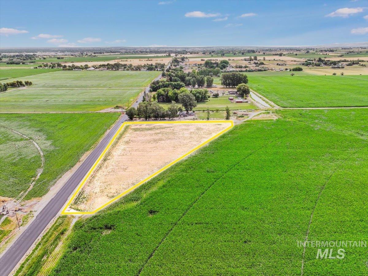 Overview of rural landscape with property parcel outlined