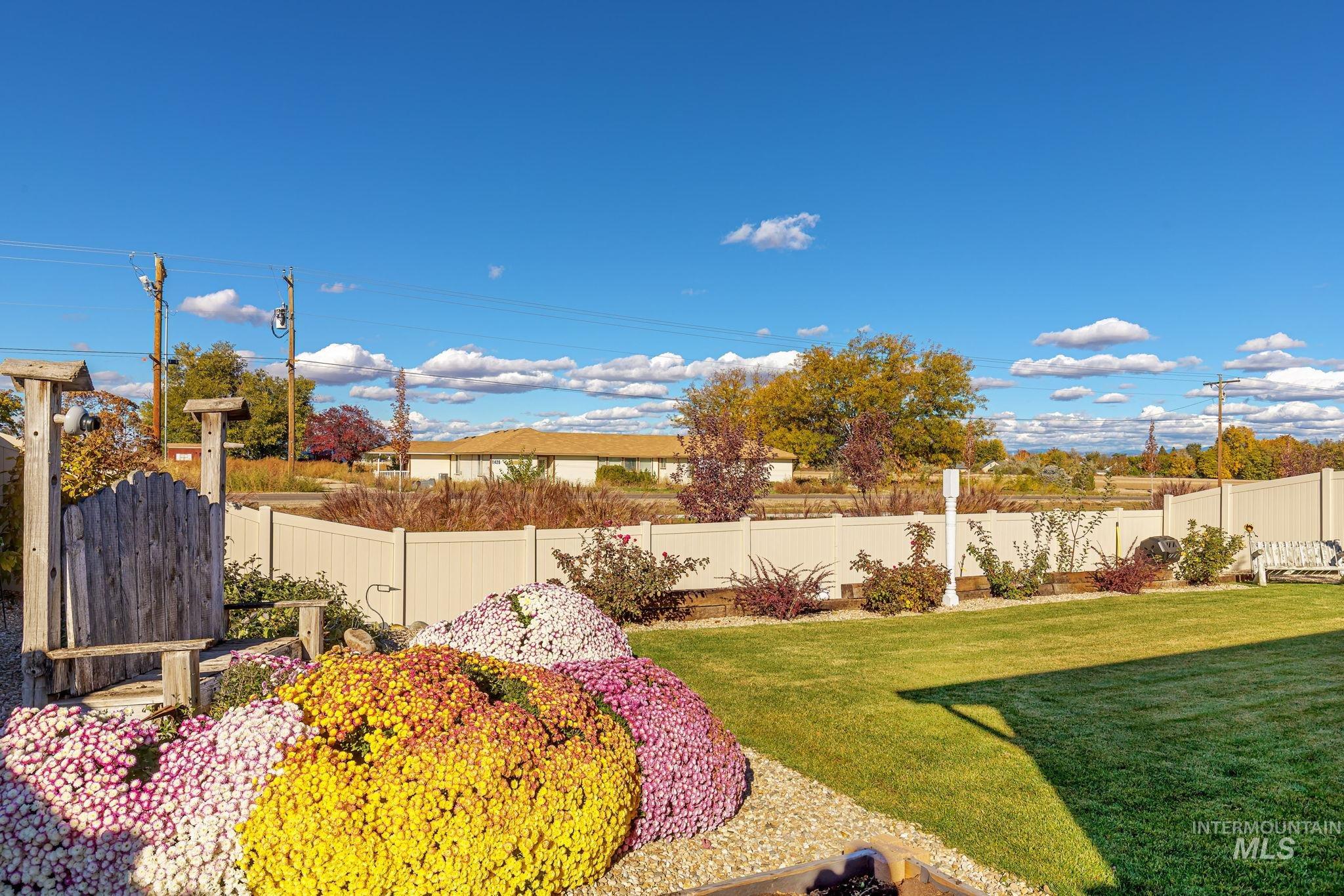 View of fenced backyard