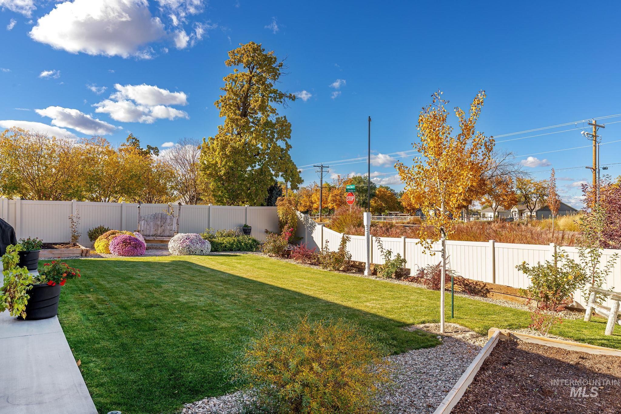 View of fenced backyard