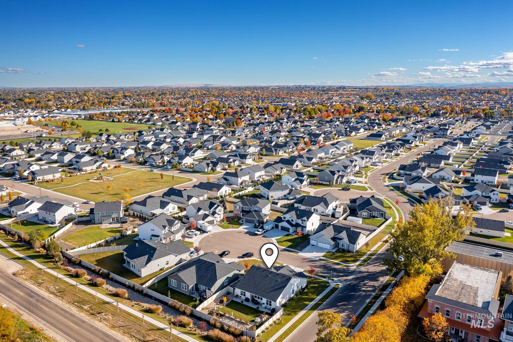 Aerial view of residential area