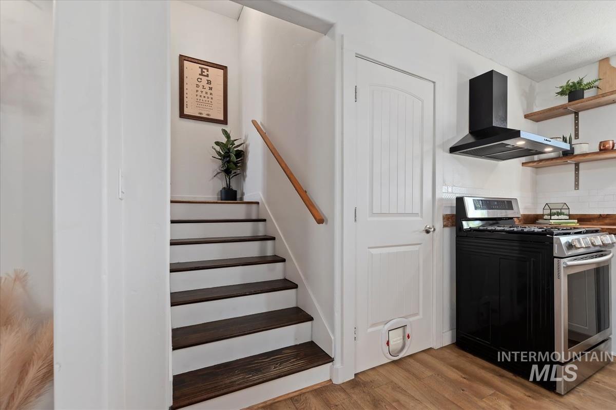Stairs with wood finished floors