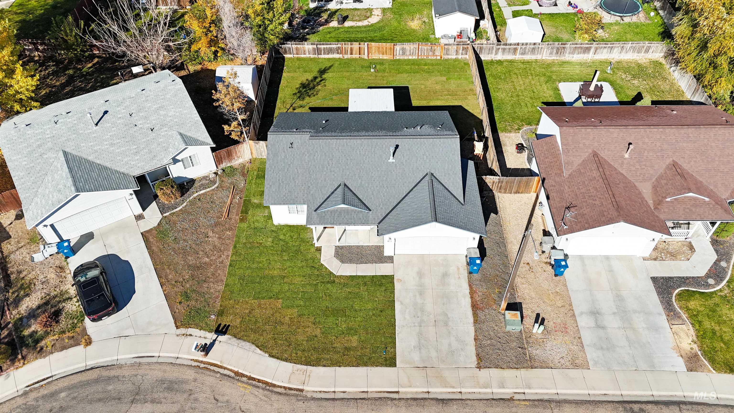Aerial perspective of suburban area