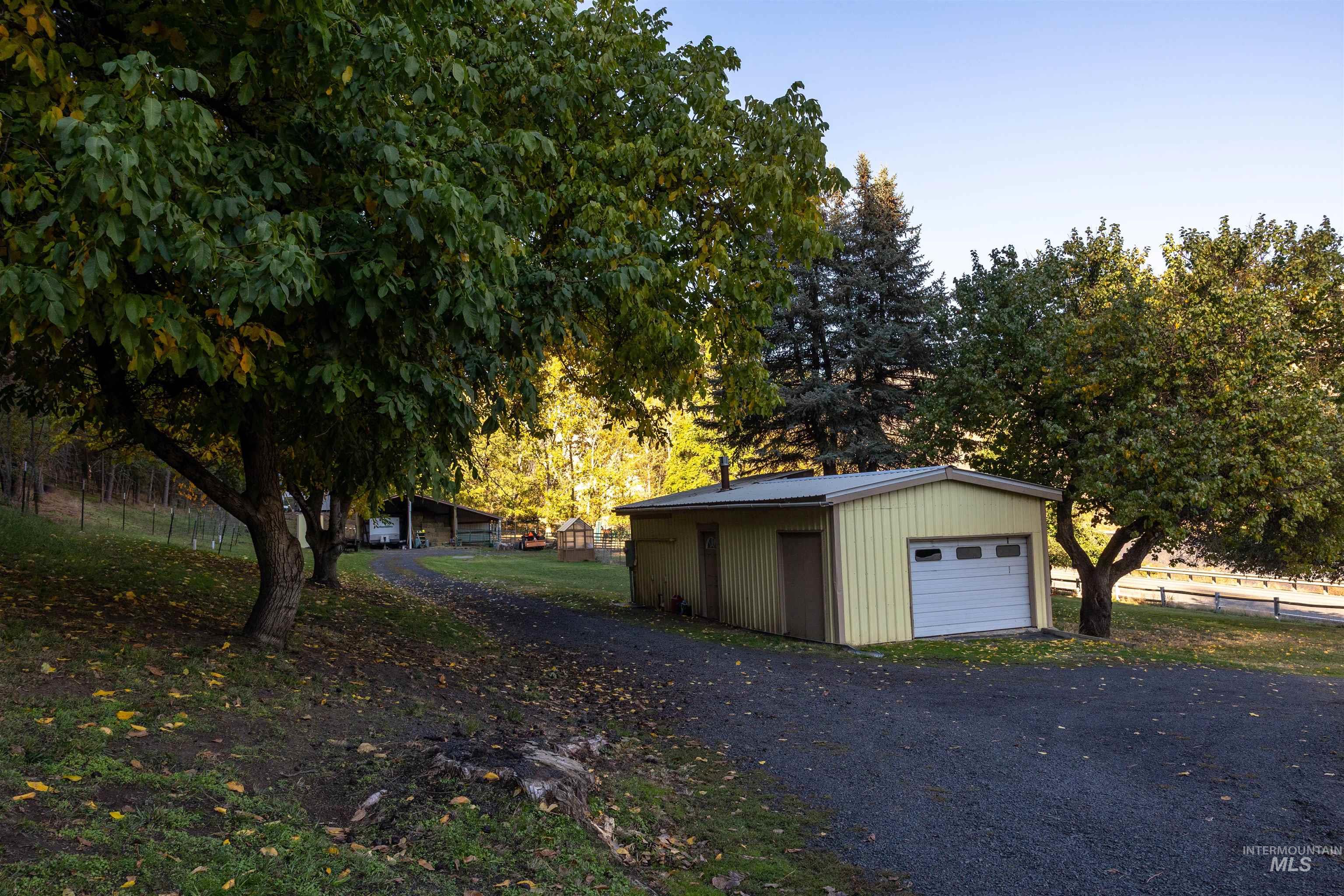 View of detached garage