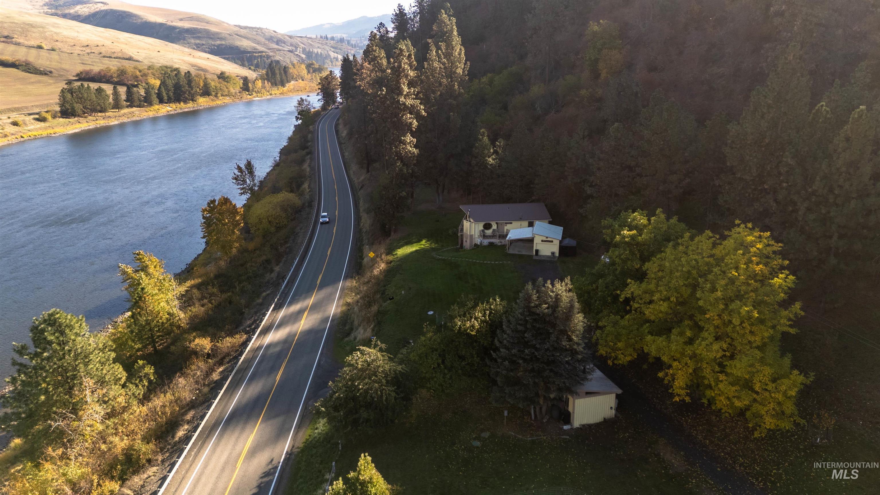 Drone / aerial view of a water and mountain view