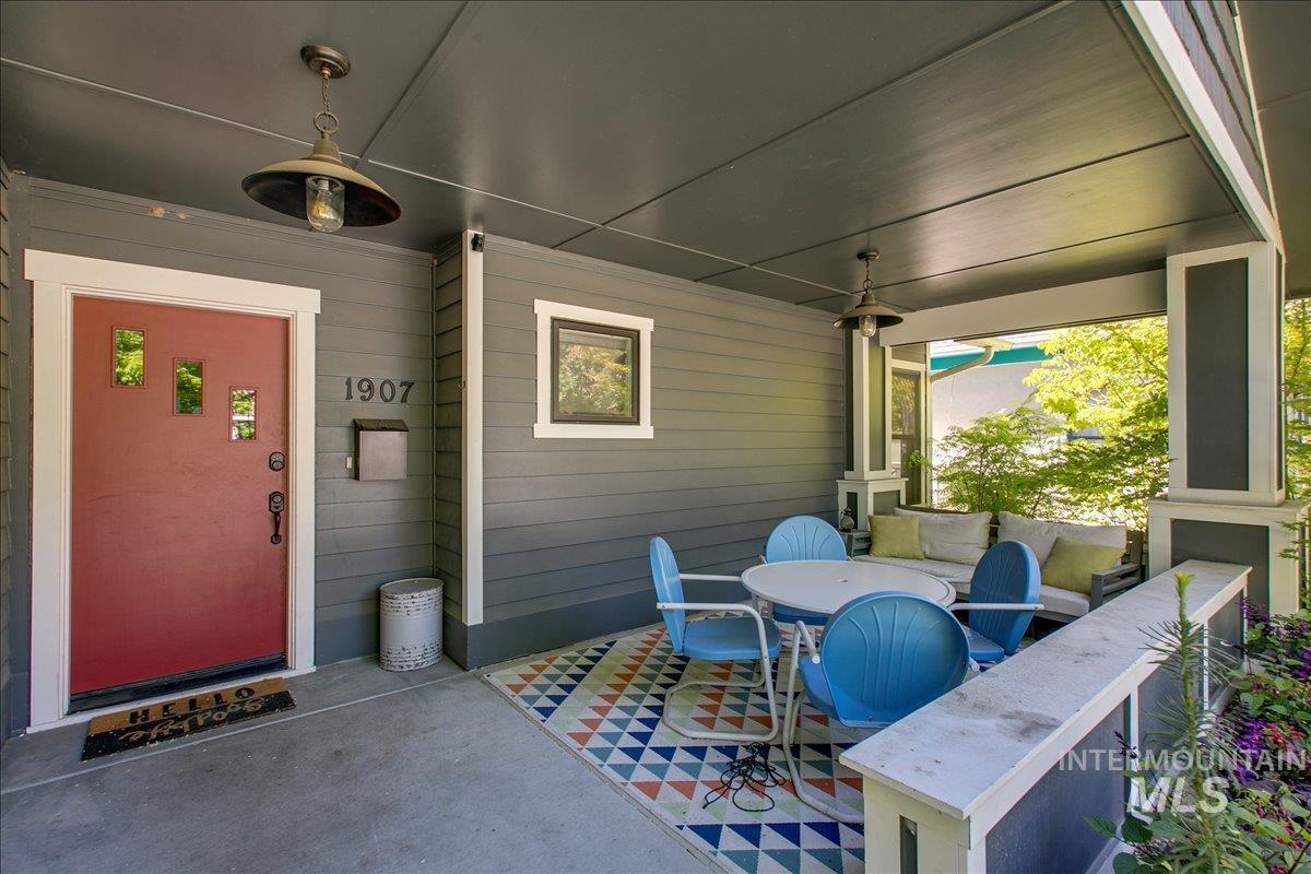 View of patio featuring outdoor dining area