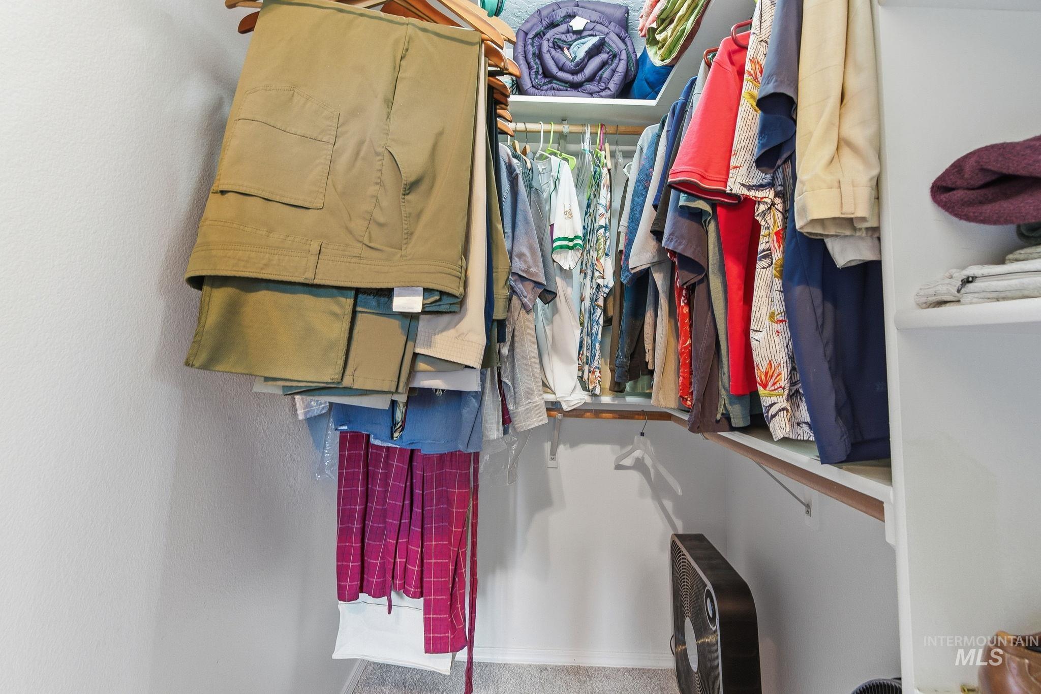 Spacious closet with carpet floors