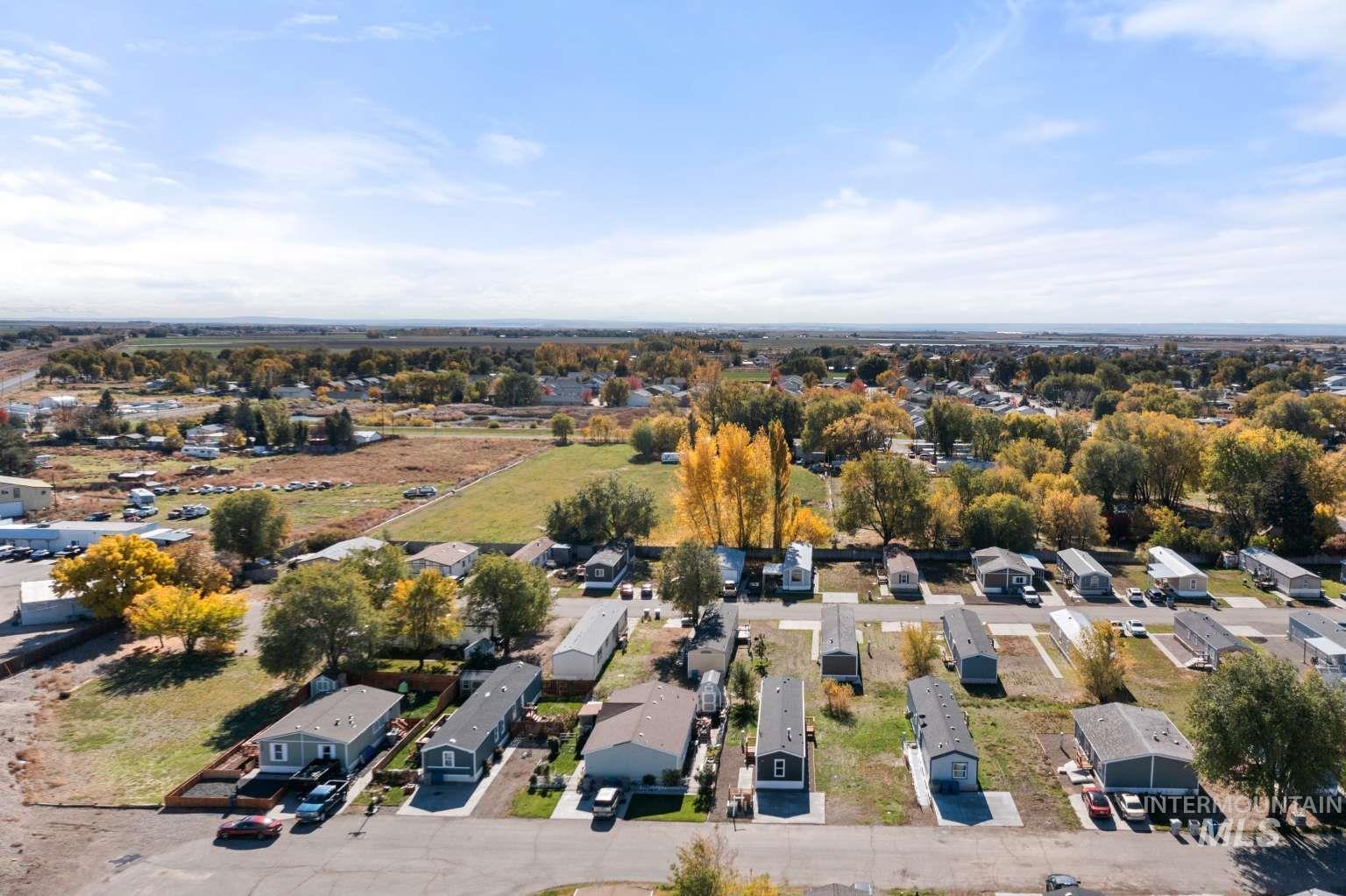 Aerial perspective of suburban area