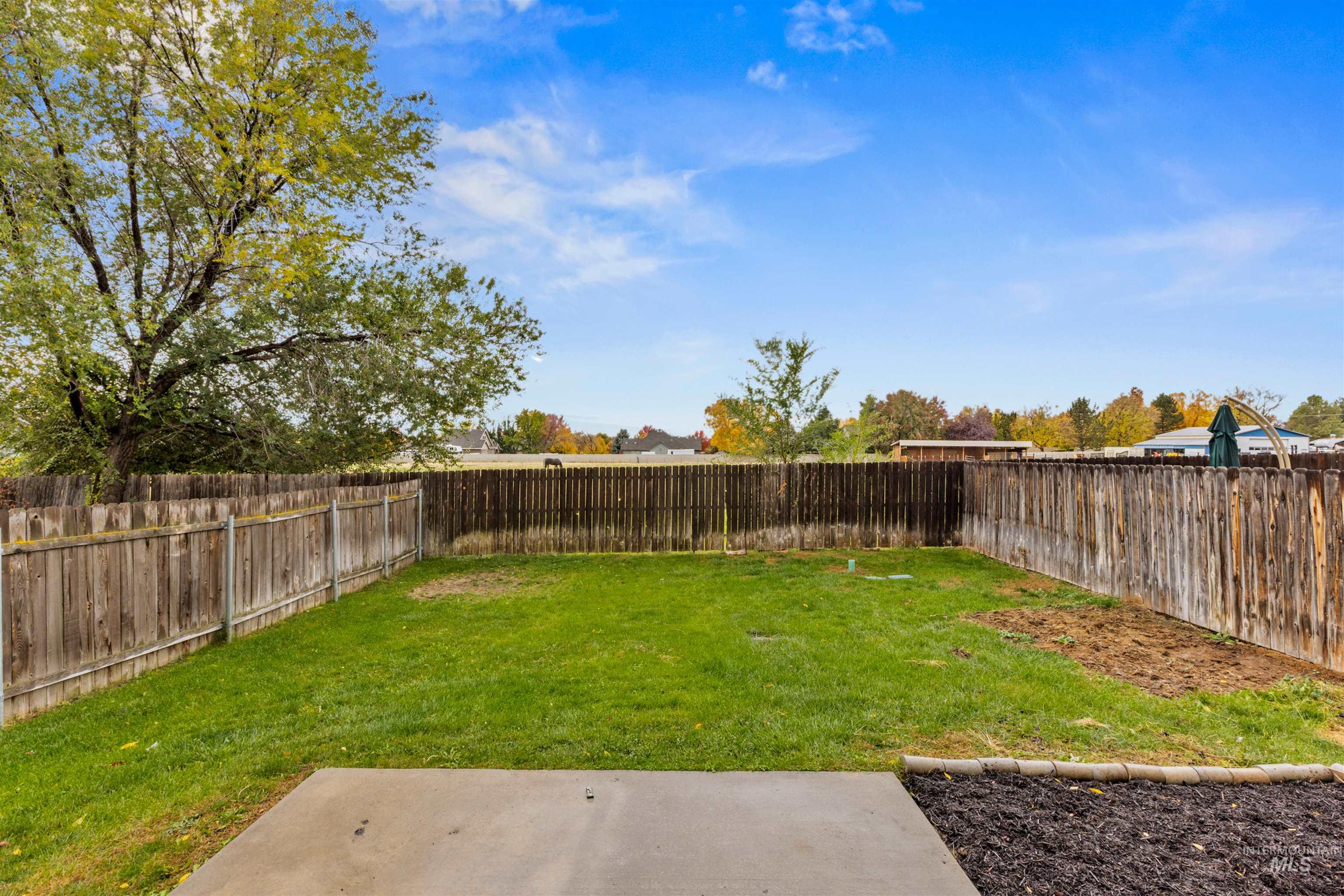 View of fenced backyard