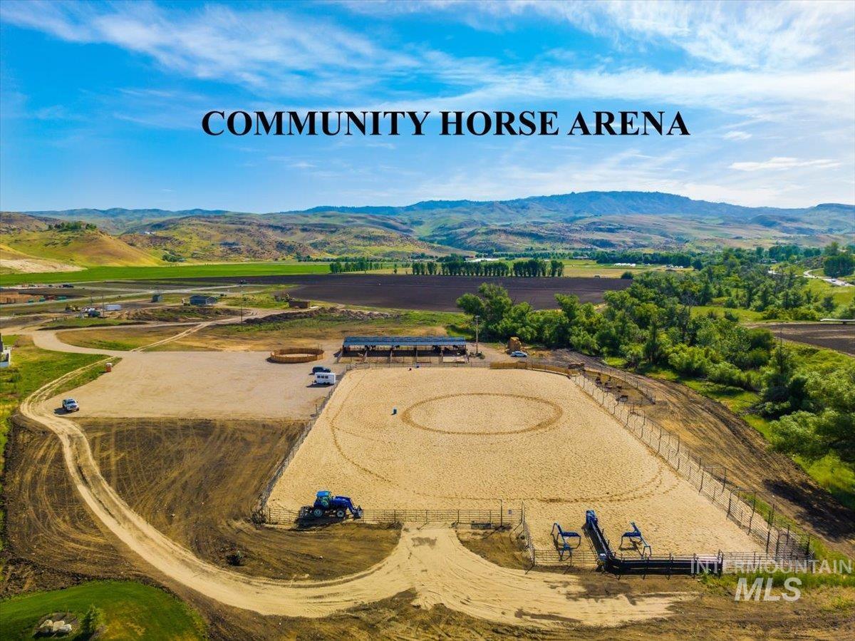 Drone / aerial view of a mountainous background