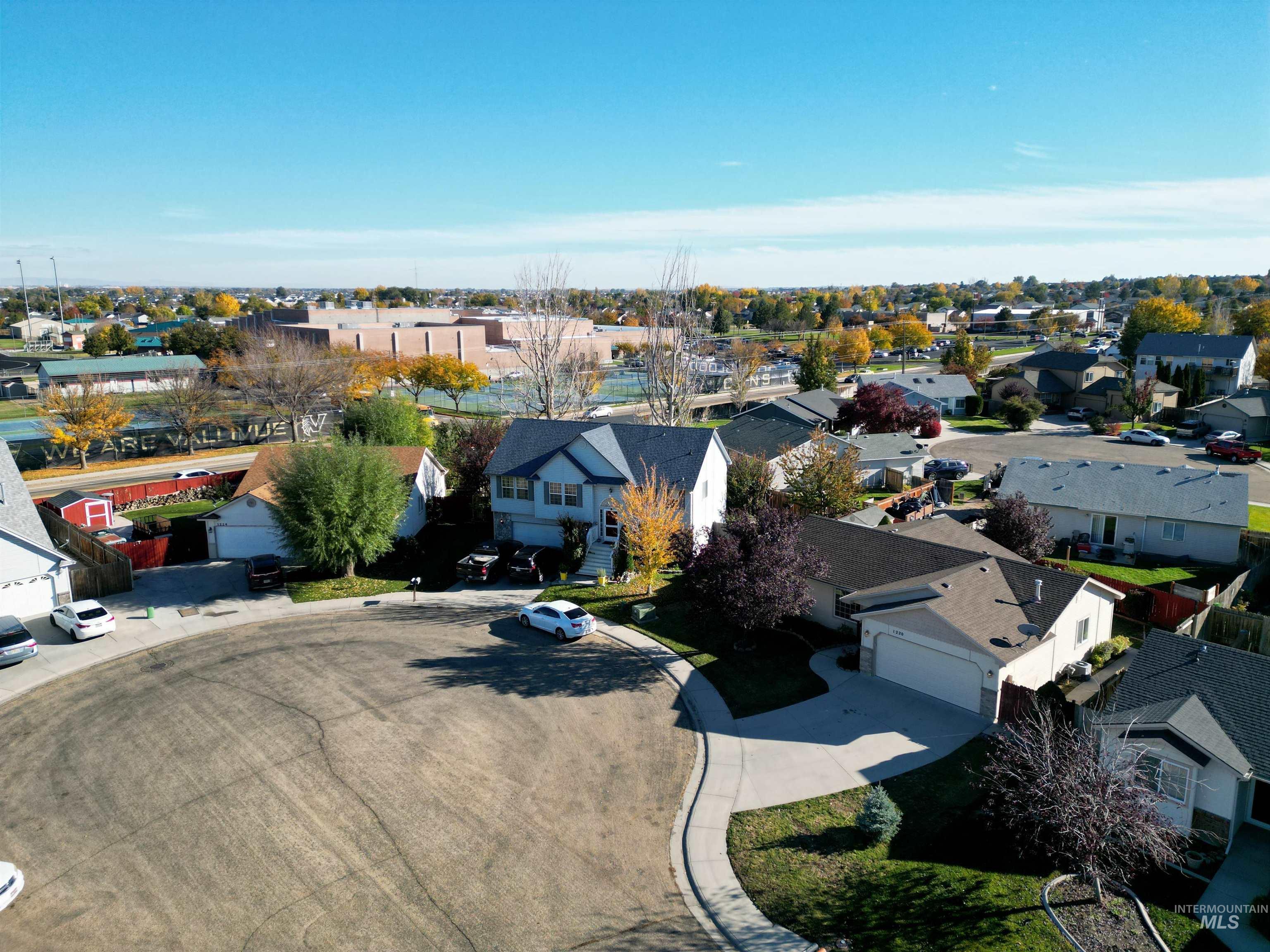 Aerial perspective of suburban area