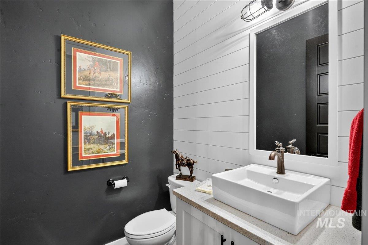 Bathroom with vanity and toilet