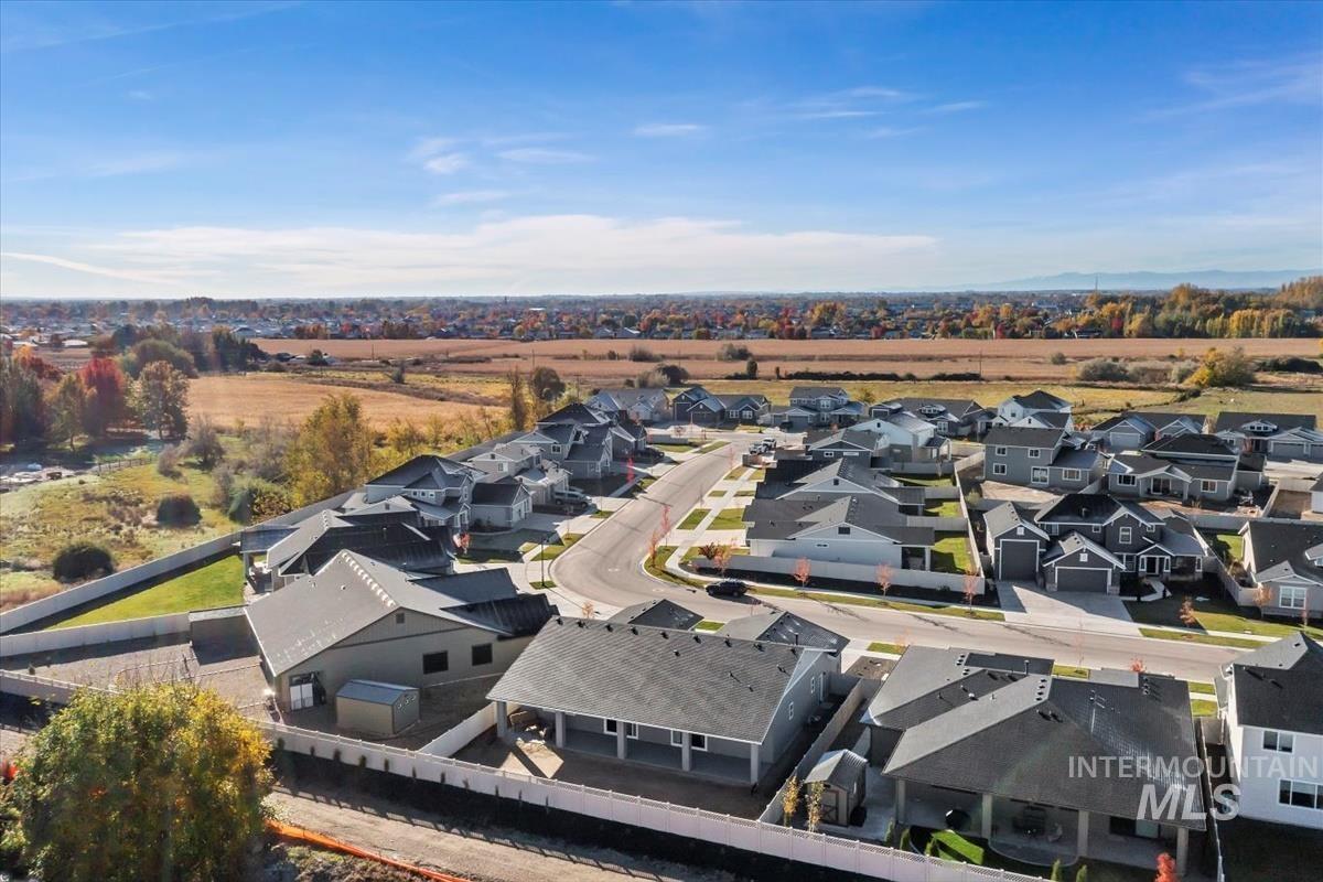 Aerial perspective of suburban area