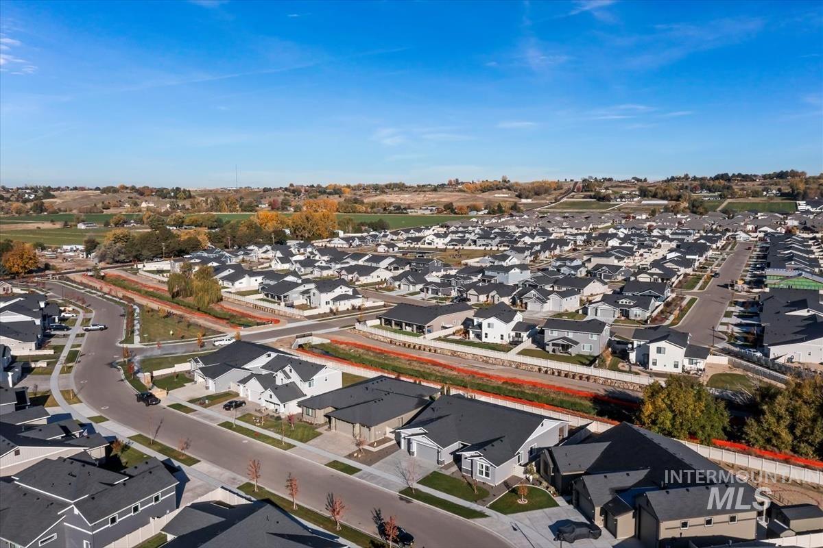 Aerial perspective of suburban area