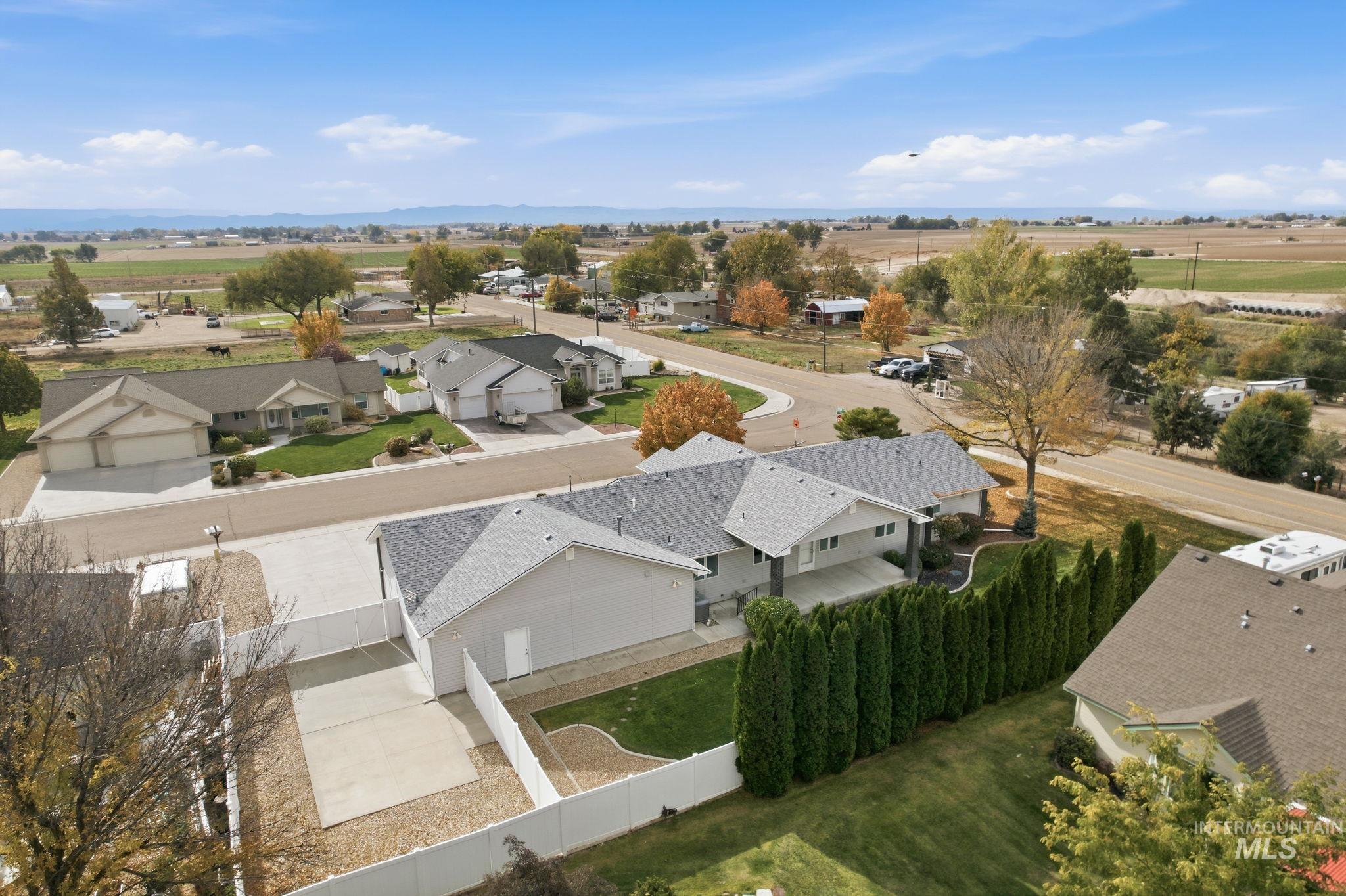 Aerial perspective of suburban area