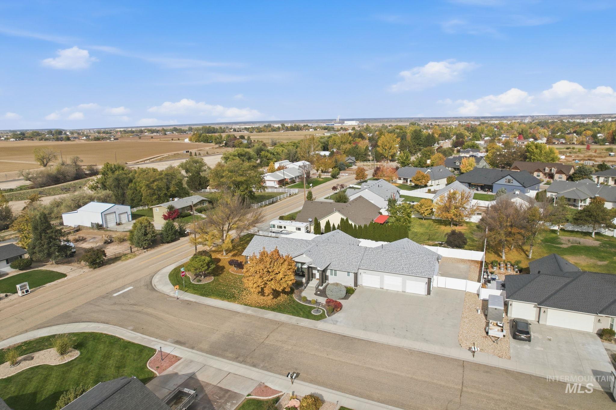 Aerial view of residential area