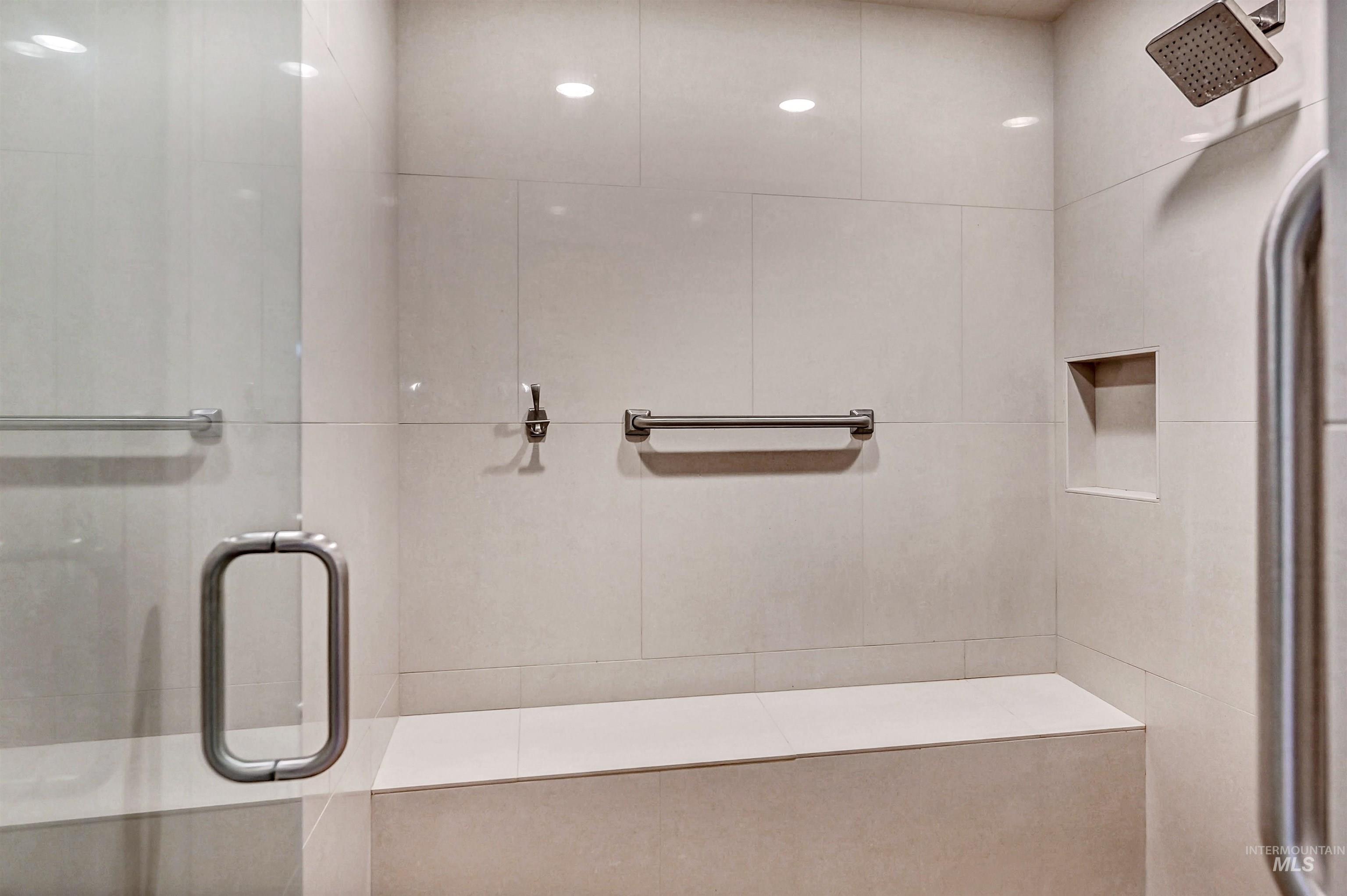 Bathroom with a tile shower