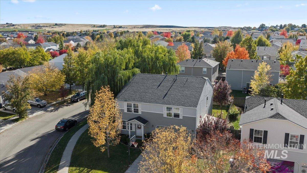 Aerial perspective of suburban area