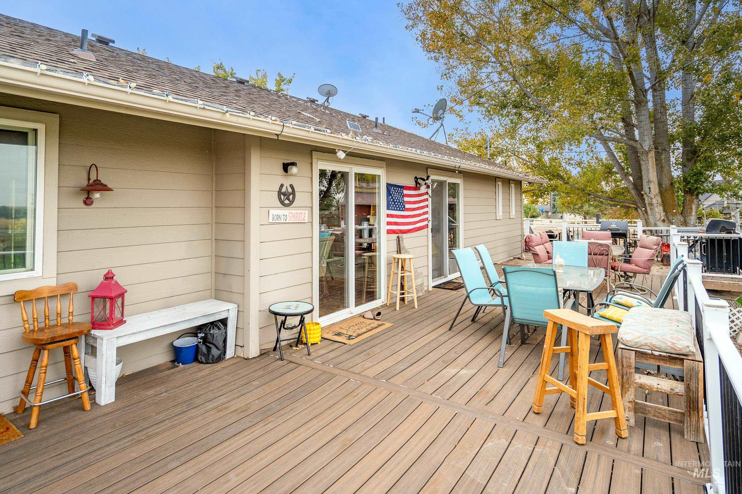 Wooden deck with outdoor dining area