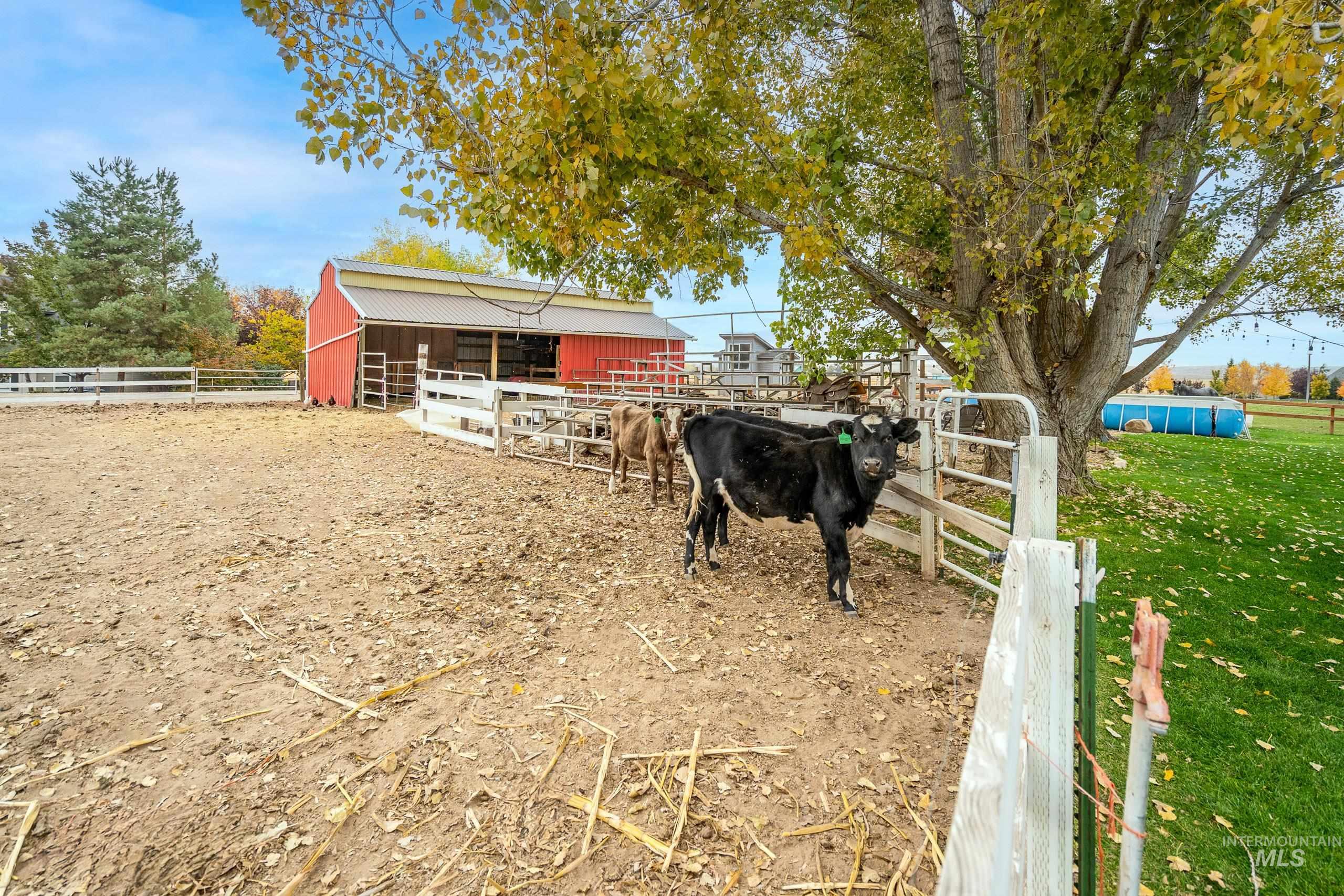 Horse barn with a view of rural / pastoral area