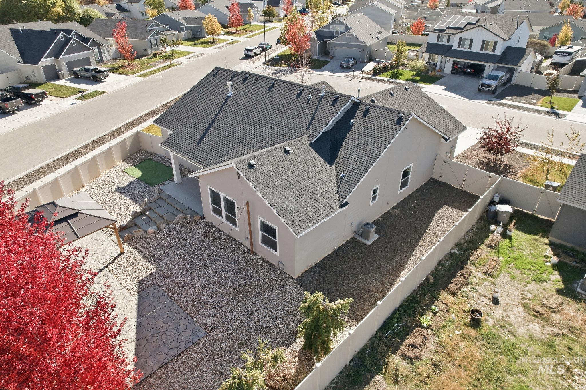 Aerial perspective of suburban area